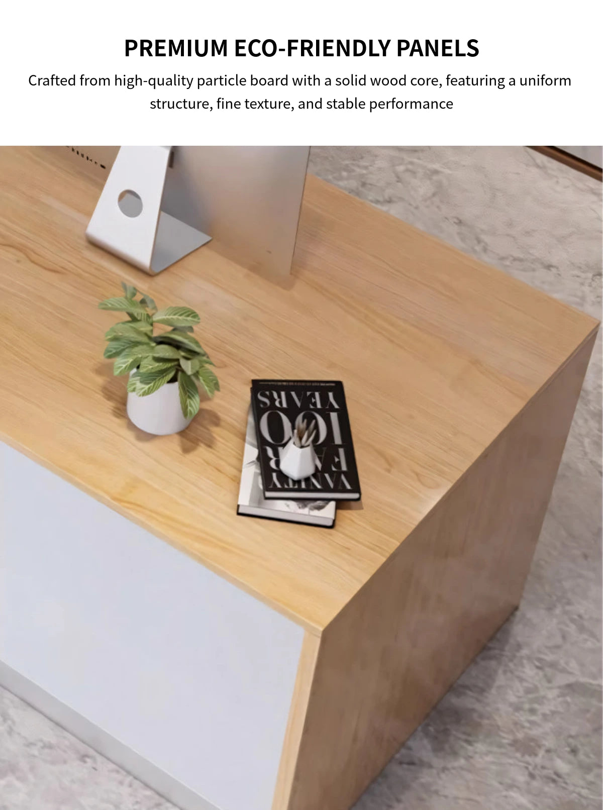 Rectangular Reception Desk 47-94 in Wide with File Drawers, Keyboard Tray & Lockable — Detail image 4