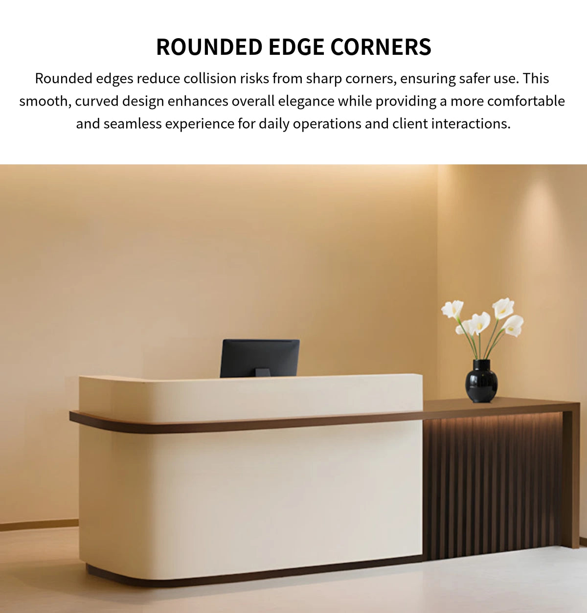 Curved Reception Desk 47-157 in Wide with Transaction Counter for Salon — Detail image 4