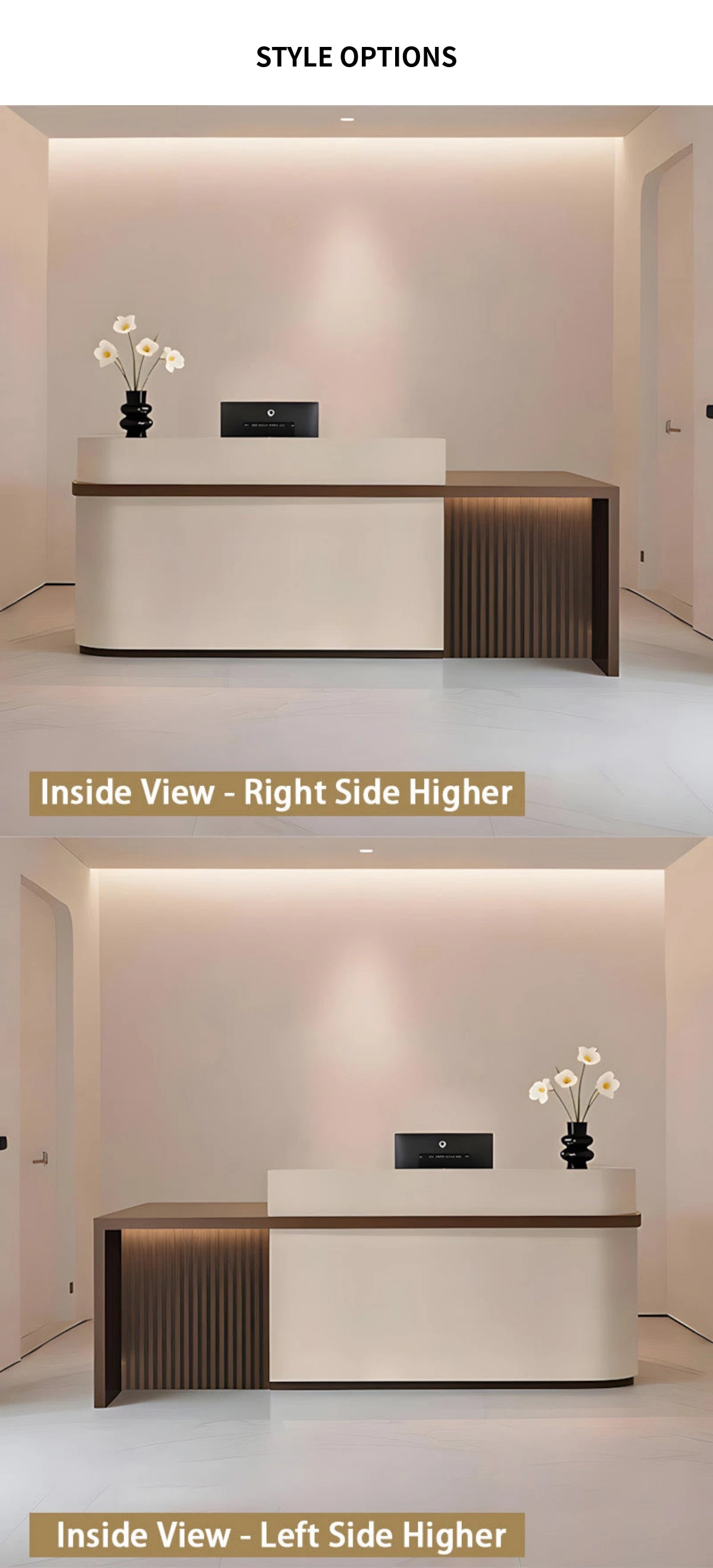 Curved Reception Desk 47-157 in Wide with Transaction Counter for Salon — Detail image 10