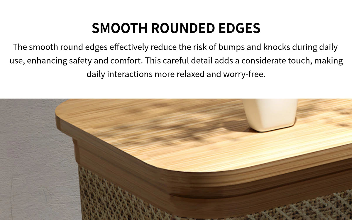 Round Reception Desk 47-118 in Wide with Keyboard Tray, Rattan & Solid Wood for Salon — Detail image 5