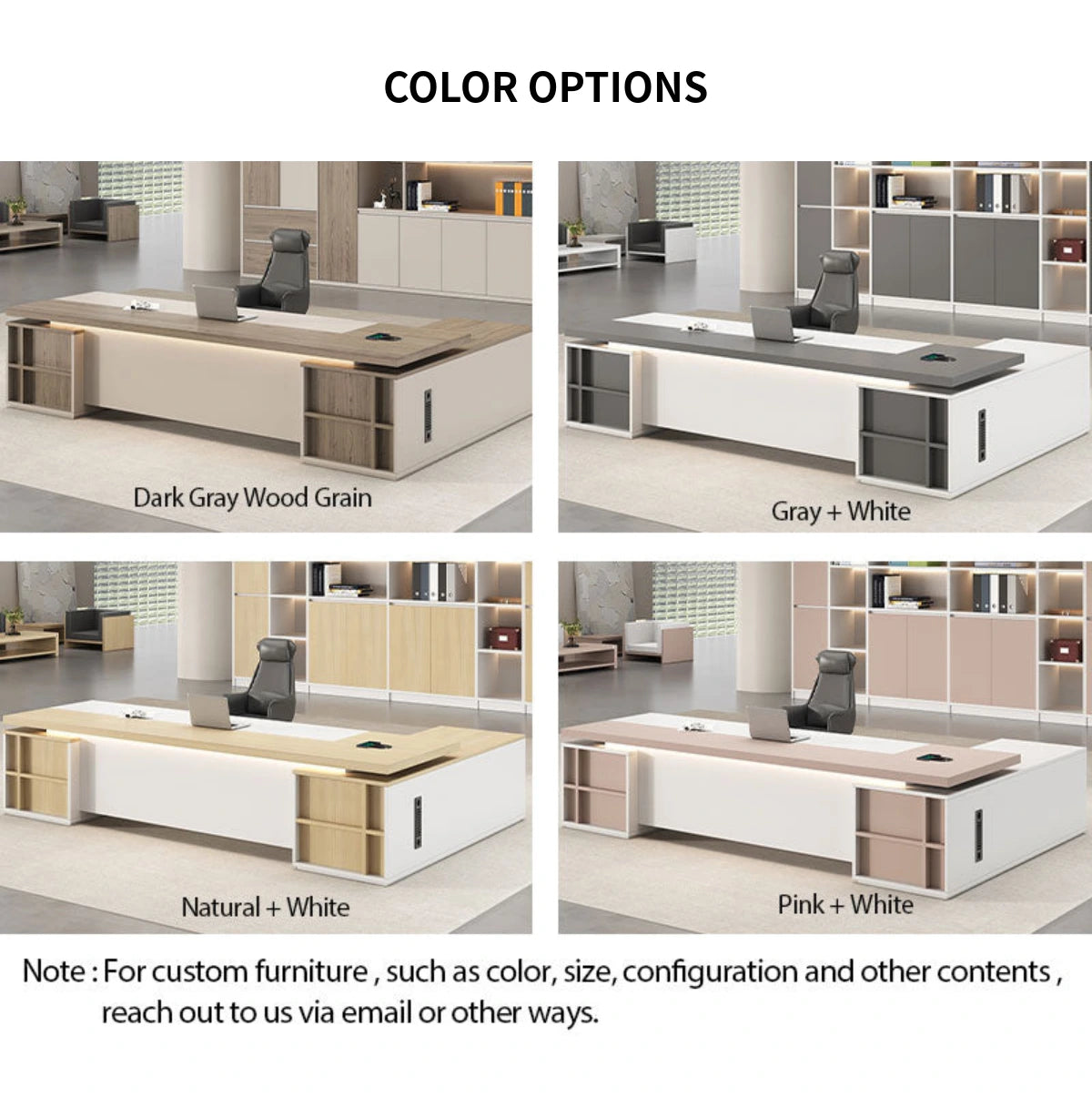 Modern Executive Desk with Cable Management, Dual-Tone & Wireless Charging for Home Office — Detail image 11