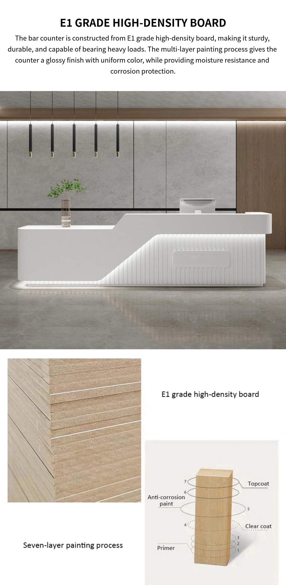 Retail Reception Desk 47-150 in Wide with LED Lighting for Retail — Detail image 3
