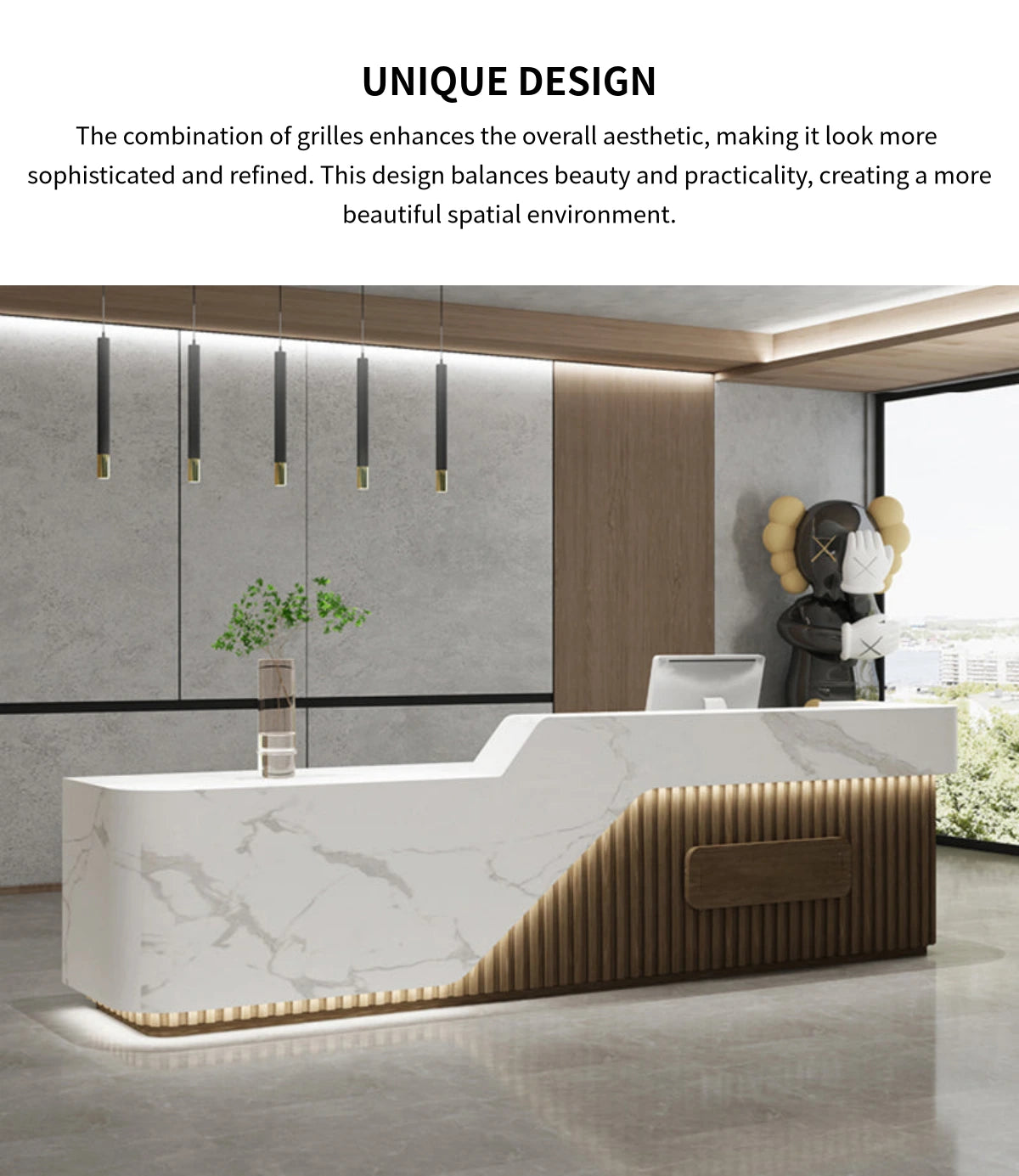 Retail Reception Desk 47-150 in Wide with LED Lighting for Retail — Detail image 4