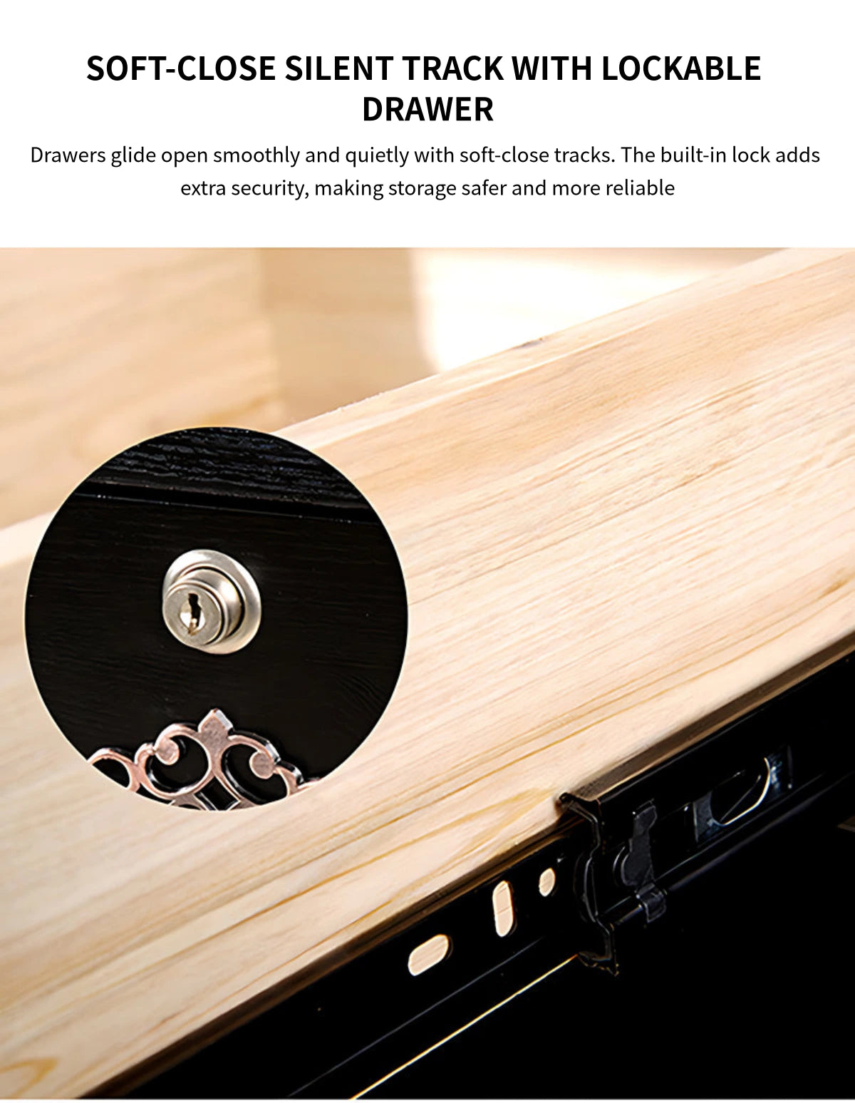 Curved Reception Desk 55-134 in Wide with Keyboard Tray, File Drawers & Lockable for Salon — Detail image 6
