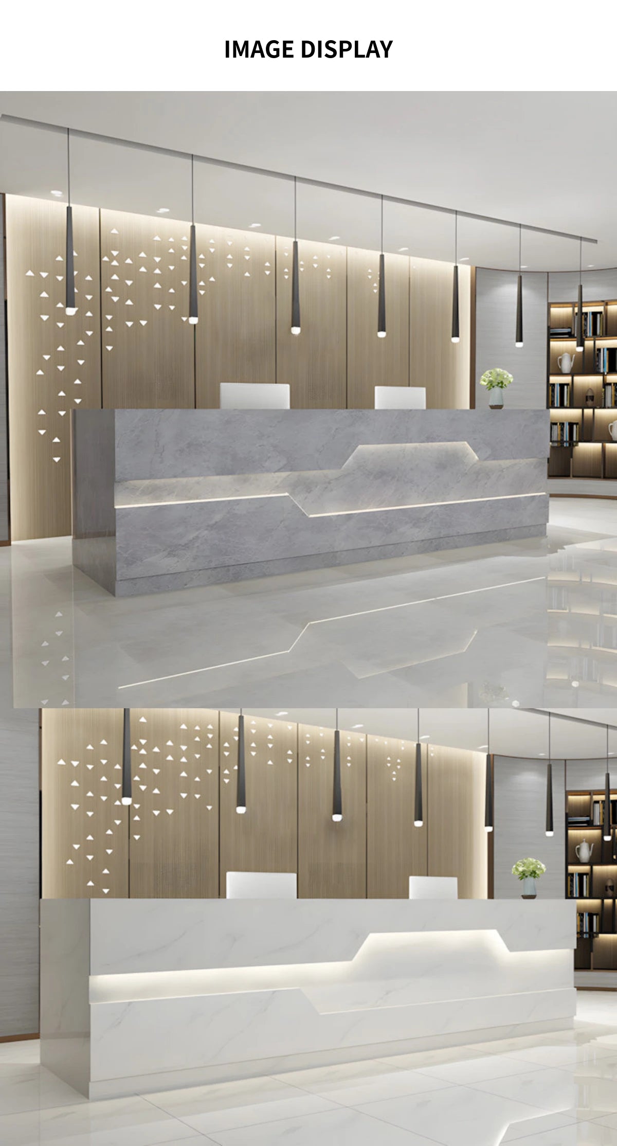 Round Reception Desk 55-189 in Wide with Cable Management, LED Lighting & Keyboard Tray — Detail image 10