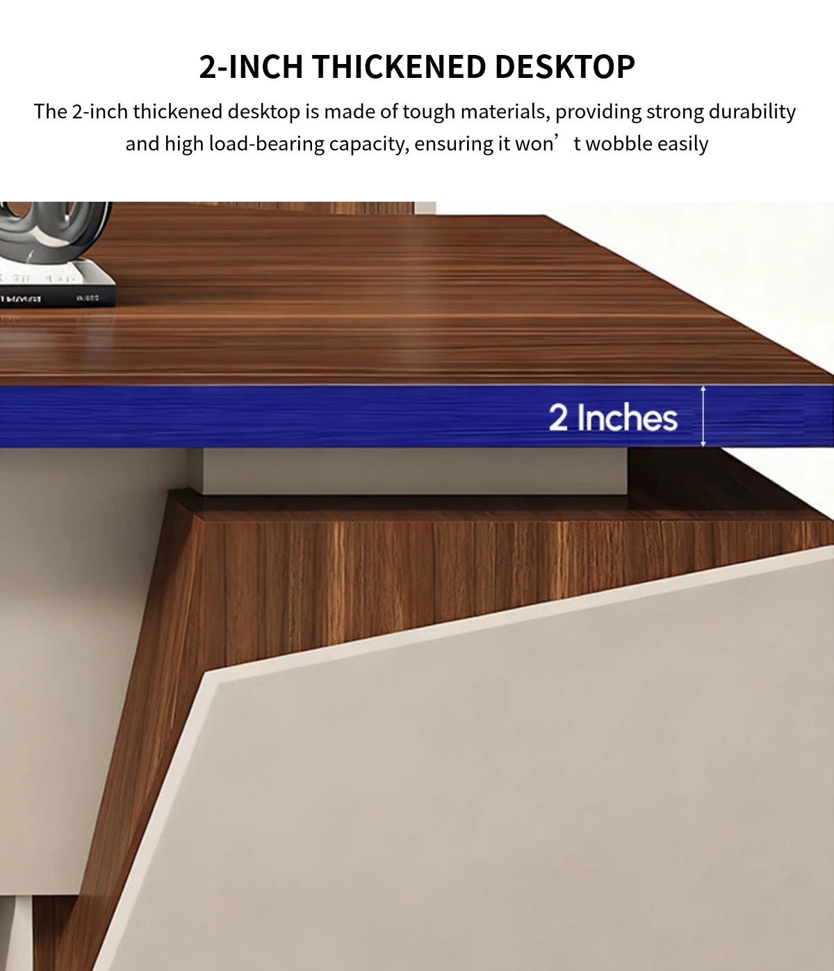 Modern Executive Desk 63-126 in Wide with Cable Management & Side Storage for Home Office — Detail image 3