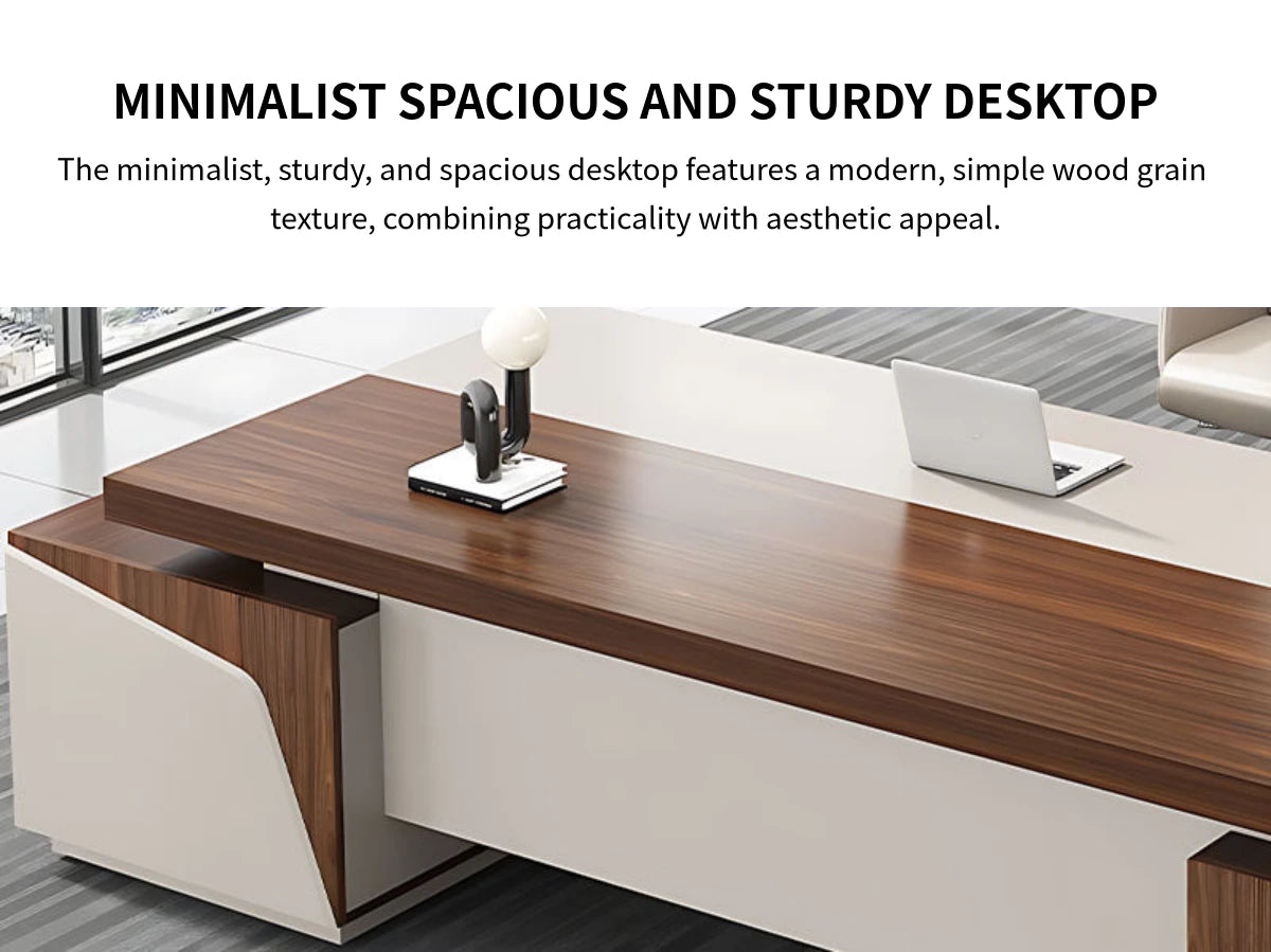 Modern Executive Desk 63-126 in Wide with Cable Management & Side Storage for Home Office — Detail image 4