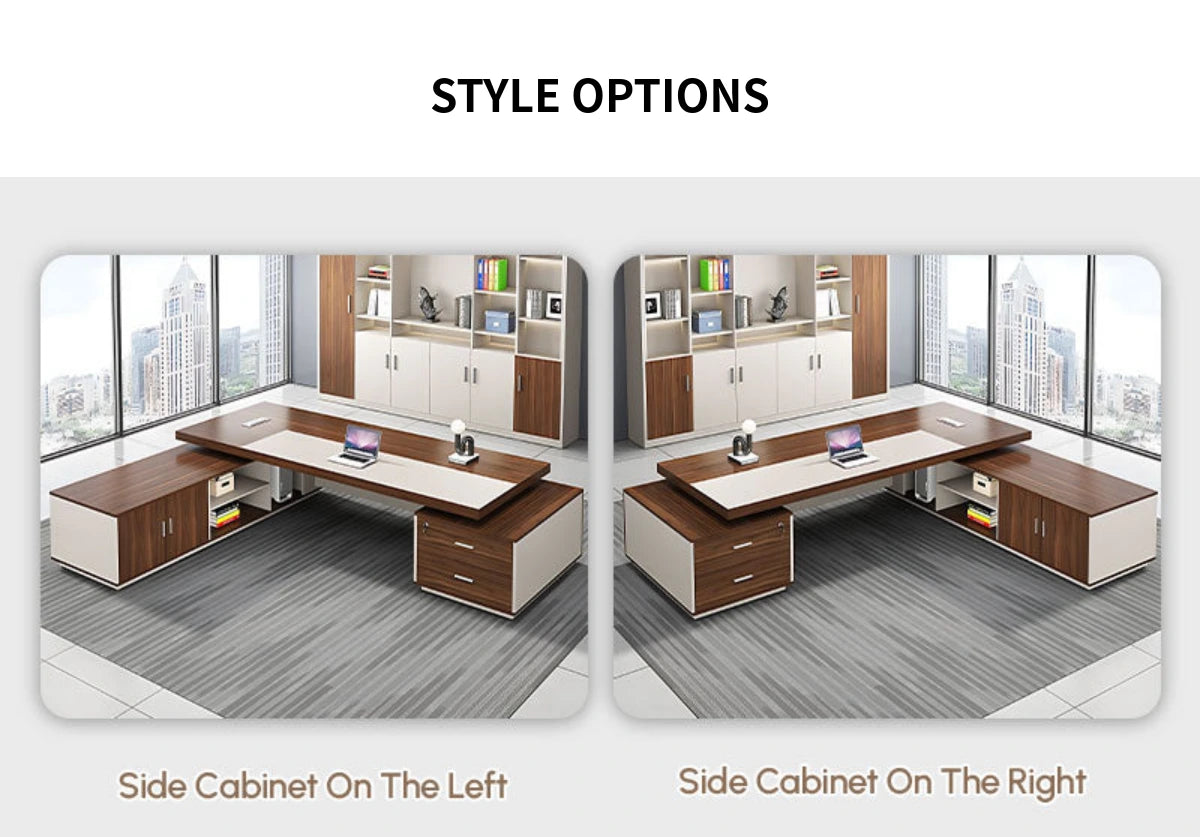 Modern Executive Desk 63-126 in Wide with Cable Management & Side Storage for Home Office — Detail image 9