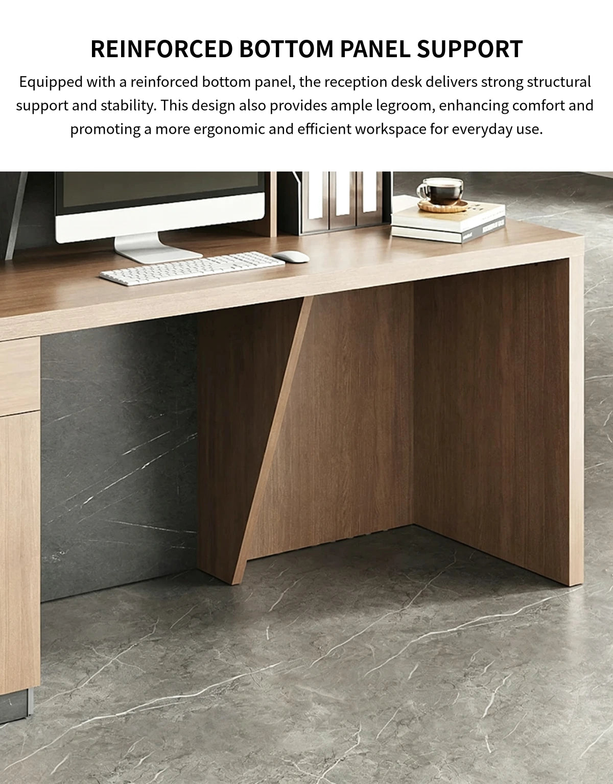 Salon Reception Desk 71-94 in Wide with Cable Management, Lockable & Lumbar Support — Detail image 6