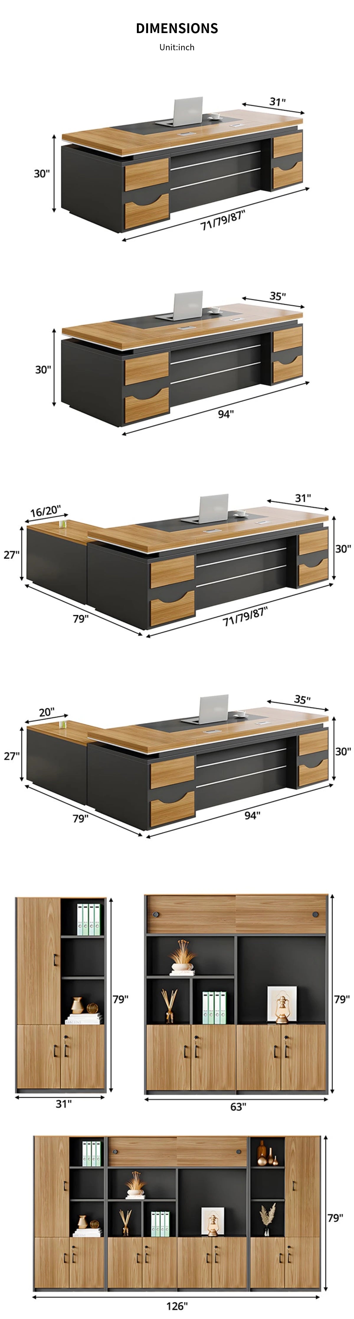 L-Shaped Executive Desk with Cable Management, Side Storage & Lumbar Support — Detail image 13