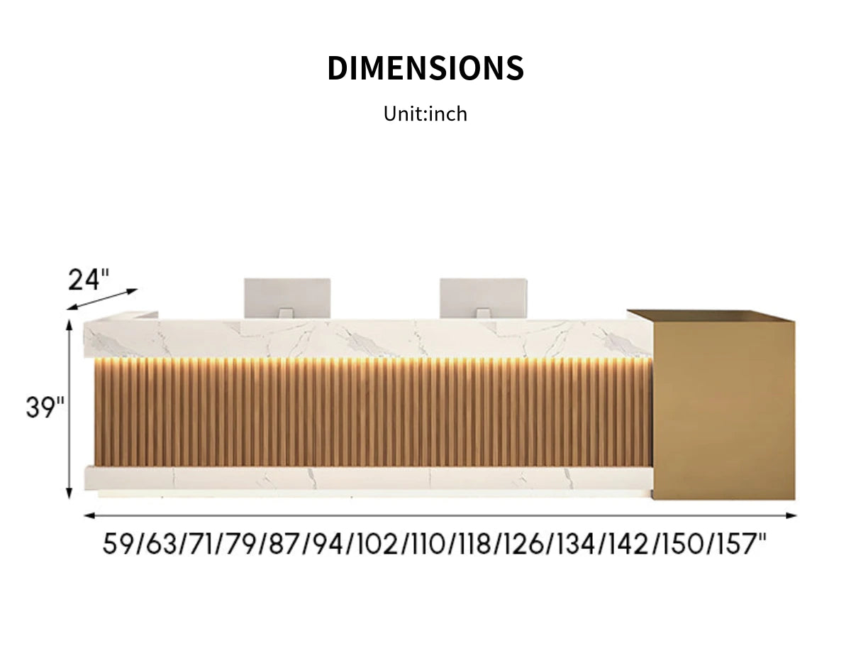 Salon Reception Desk 59-157 in Wide with Dual-Tone, File Drawers & Fluted Front for Salon — Detail image 7