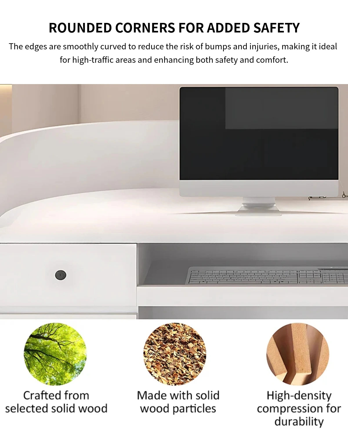 Curved Reception Desk with Privacy Panel for Salon — Detail image 6