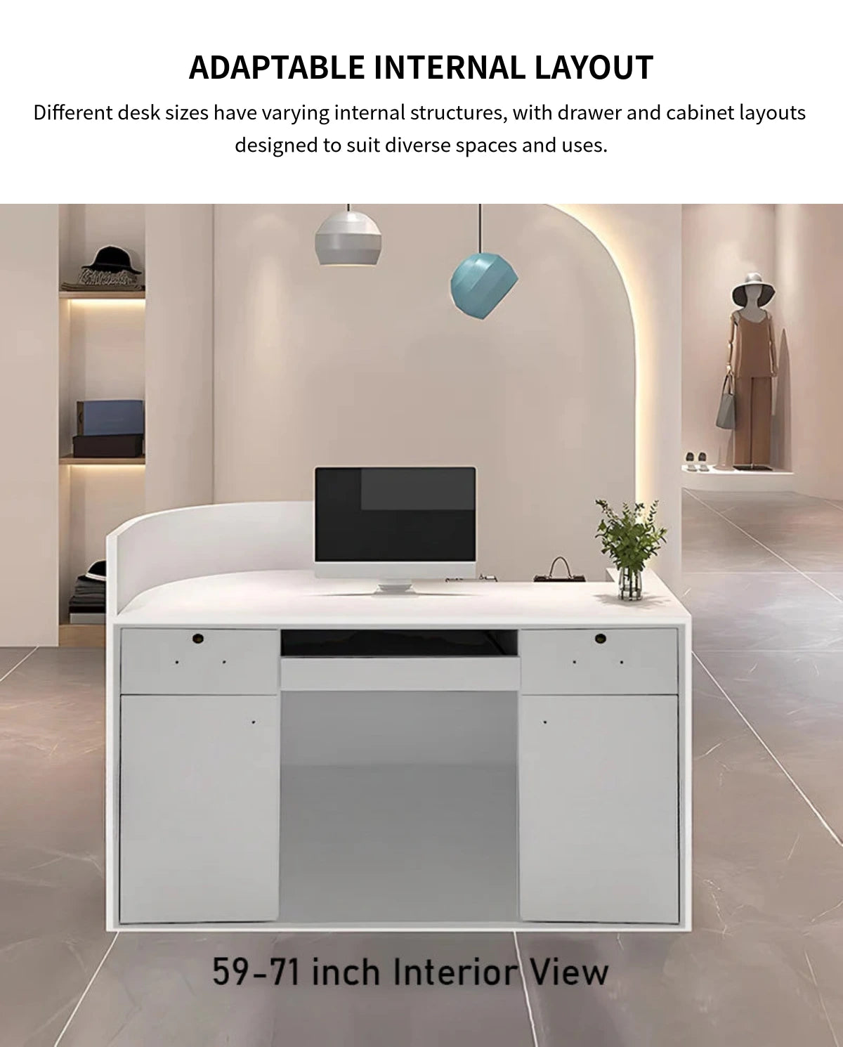 Curved Reception Desk with Privacy Panel for Salon — Detail image 9