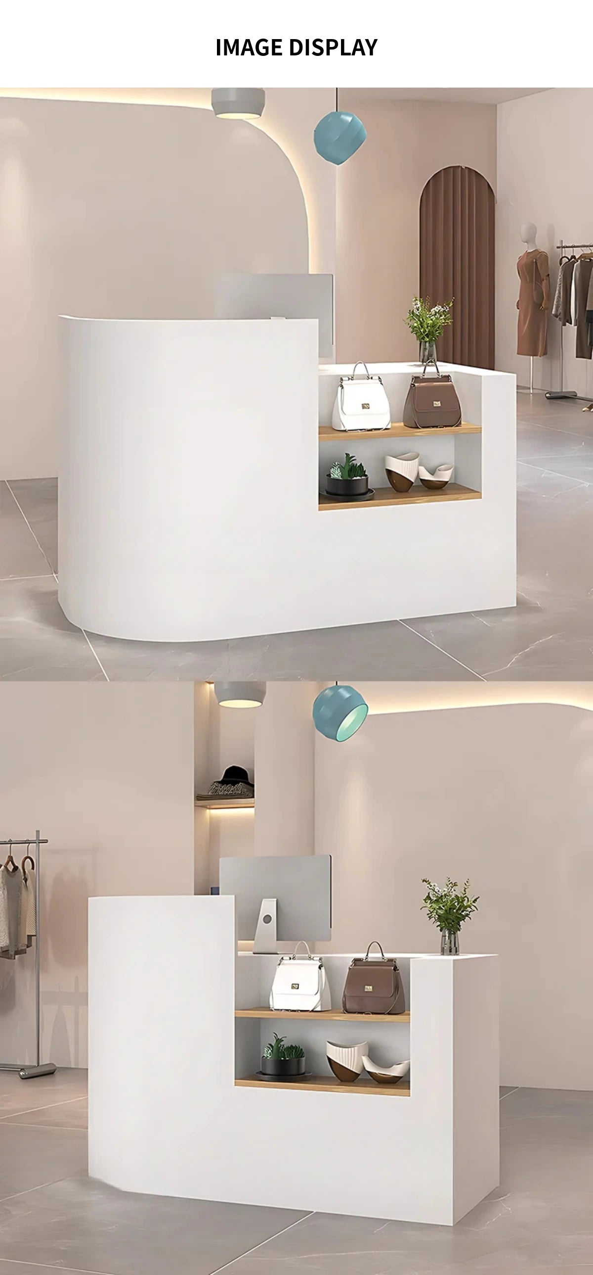 Curved Reception Desk with Privacy Panel for Salon — Detail image 10