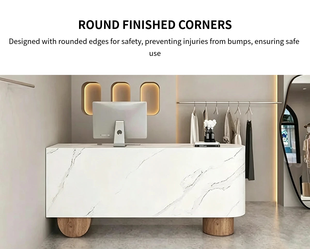 Round Reception Desk 39-118 in Wide with File Drawers, Maple & Lumbar Support for Salon — Detail image 4