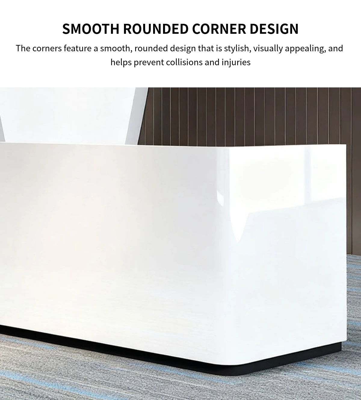 Curved Reception Desk 63-197 in Wide with Lockable & File Drawers for Office Lobby — Detail image 4