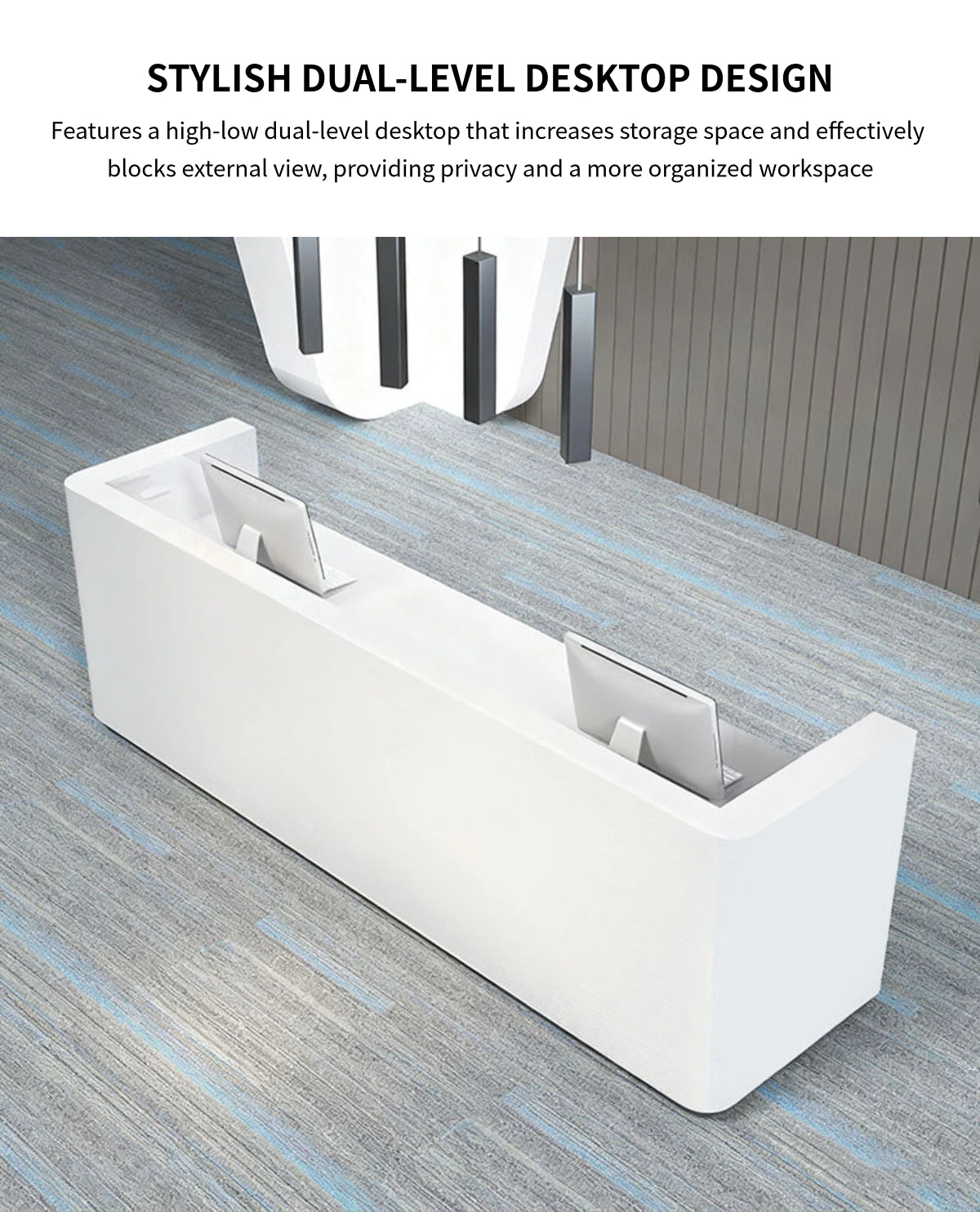 Curved Reception Desk 63-197 in Wide with Lockable & File Drawers for Office Lobby — Detail image 5