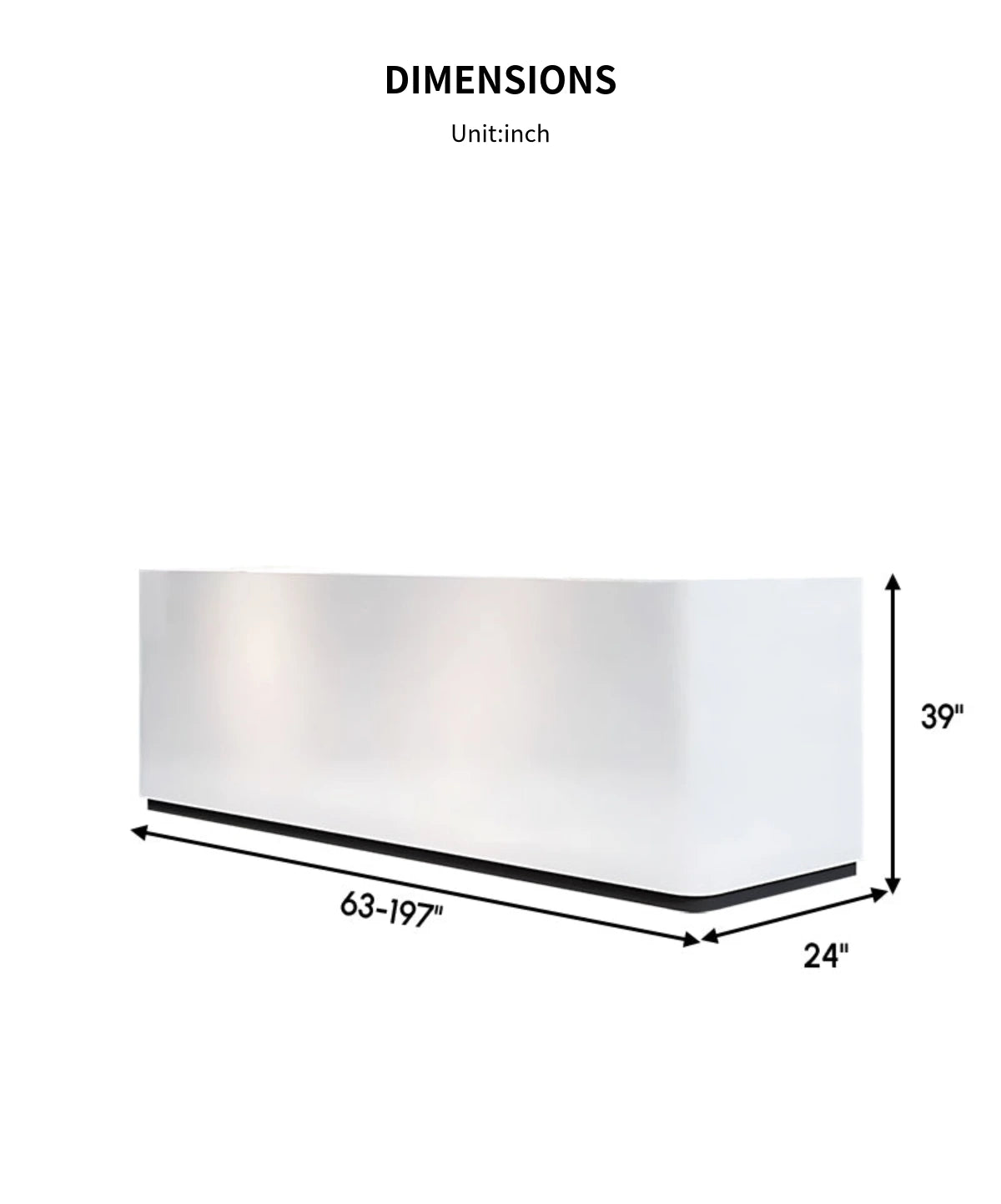 Curved Reception Desk 63-197 in Wide with Lockable & File Drawers for Office Lobby — Detail image 10