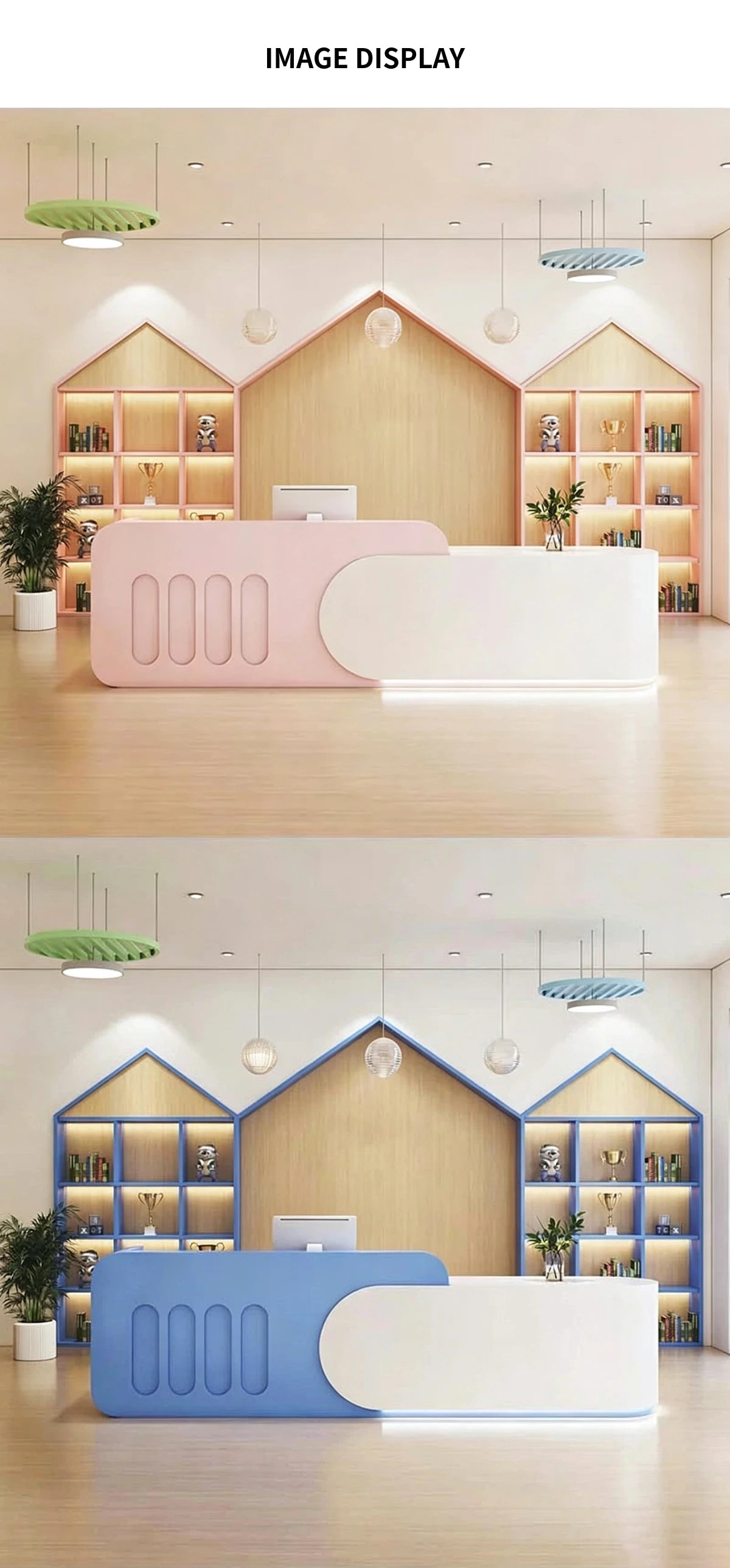 Modern Reception Desk with Dual-Tone, LED Lighting & Lumbar Support for Office Lobby — Detail image 5