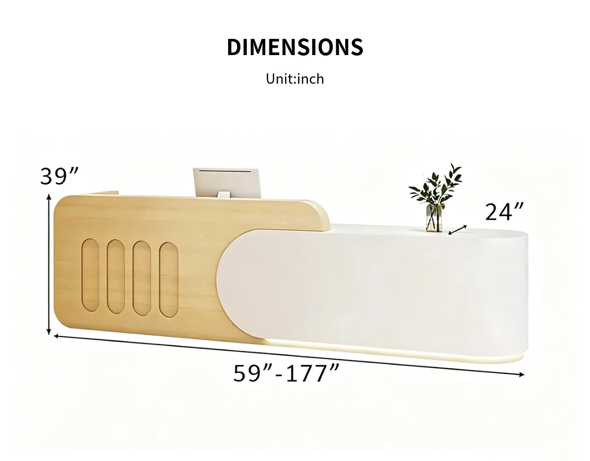 Modern Reception Desk with Dual-Tone, LED Lighting & Lumbar Support for Office Lobby — Detail image 8