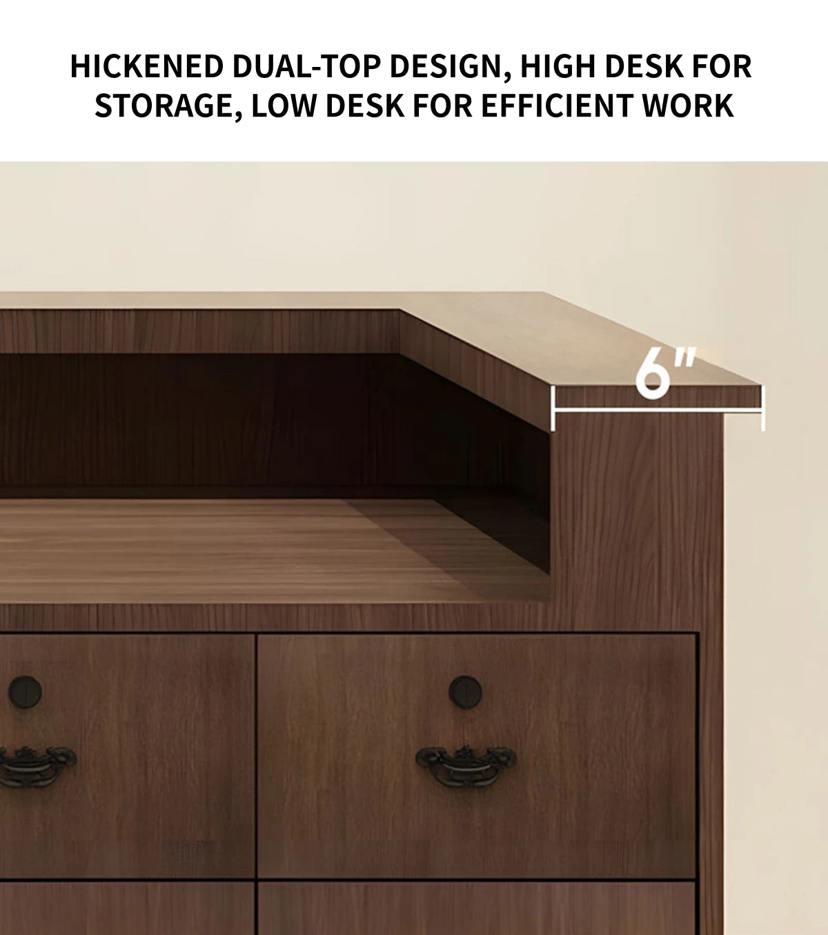 Modern Reception Desk with Rattan, File Drawers & Lockable for Office Lobby — Detail image 4