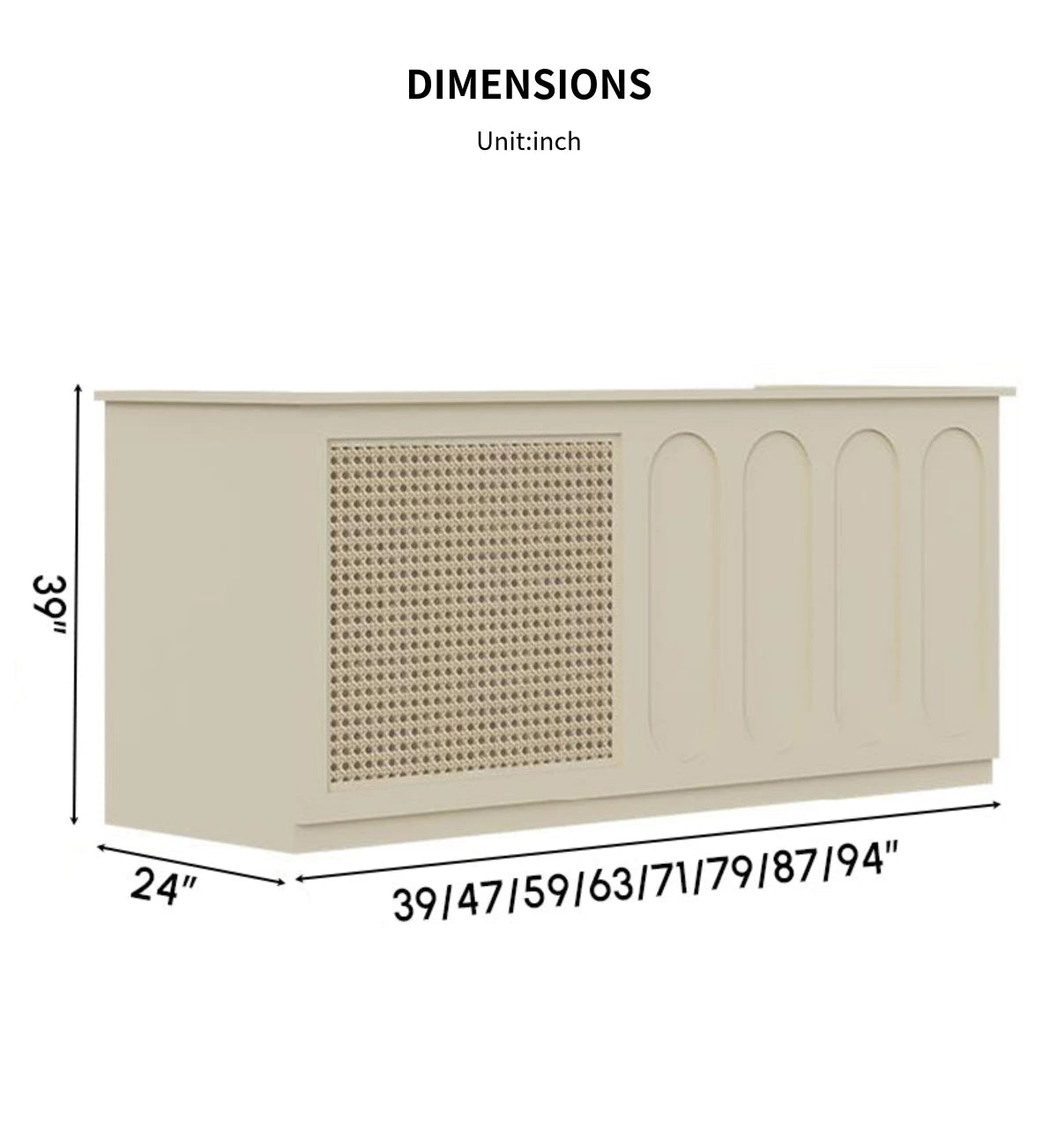 Modern Reception Desk with Rattan, File Drawers & Lockable for Office Lobby — Detail image 8