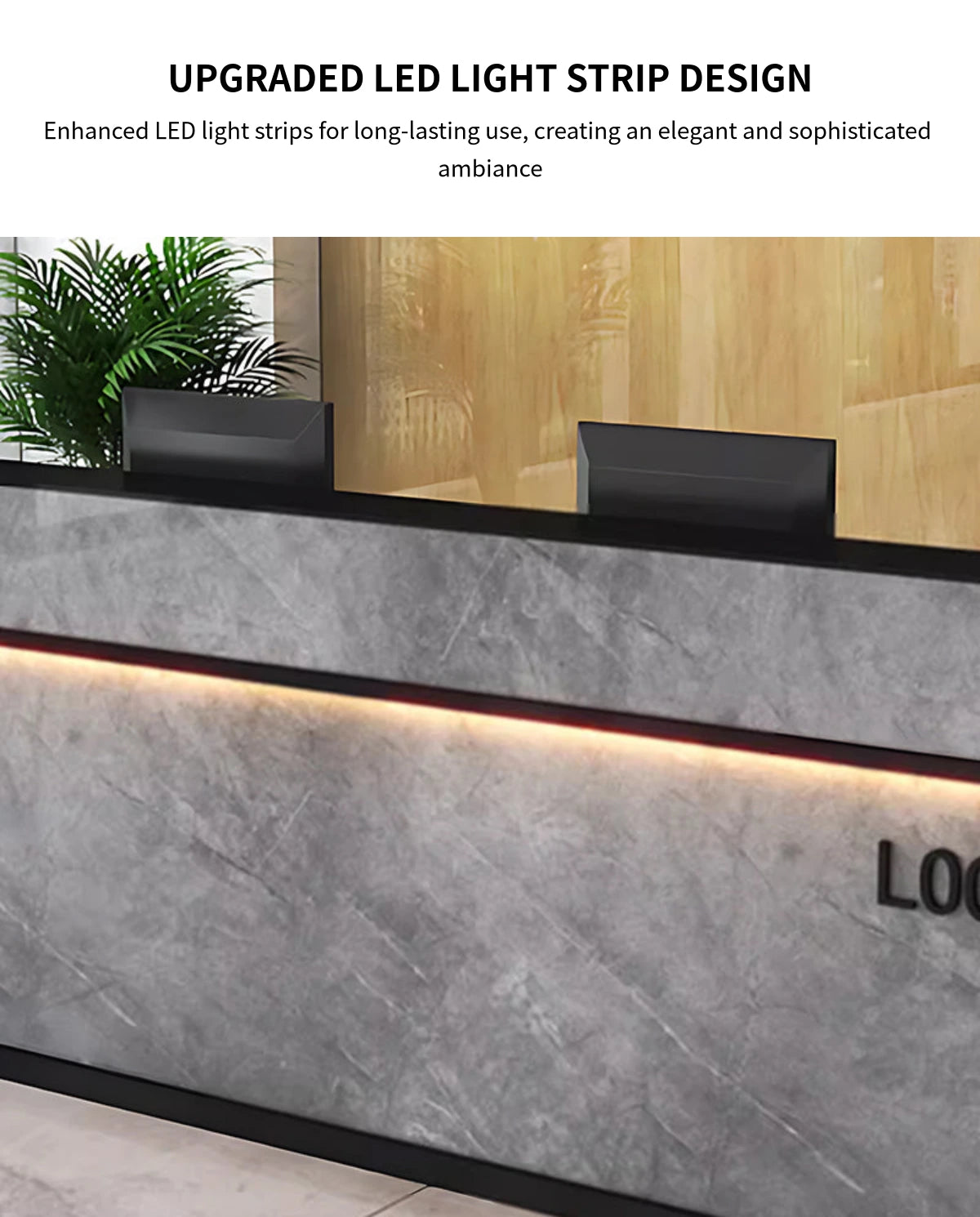 Curved Reception Desk 71-134 in Wide with Keyboard Tray, Lockable & LED Lighting for Salon — Detail image 5