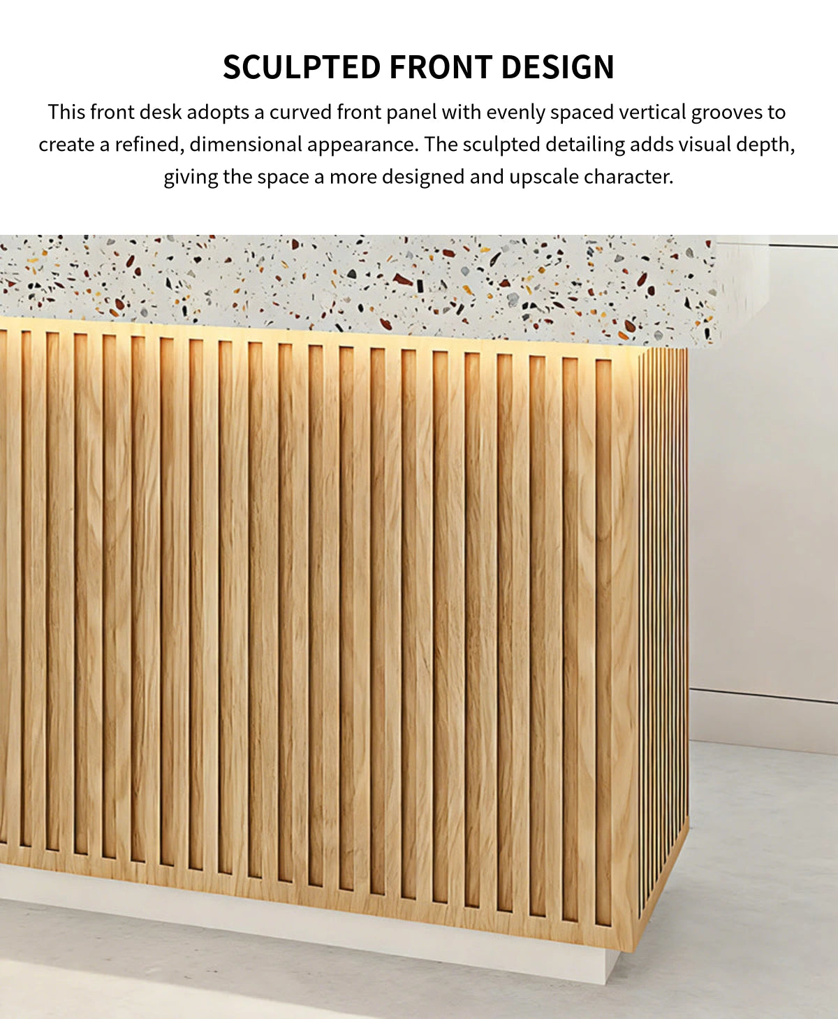 Curved Reception Desk with Keyboard Tray, File Drawers & Transaction Counter — Detail image 3