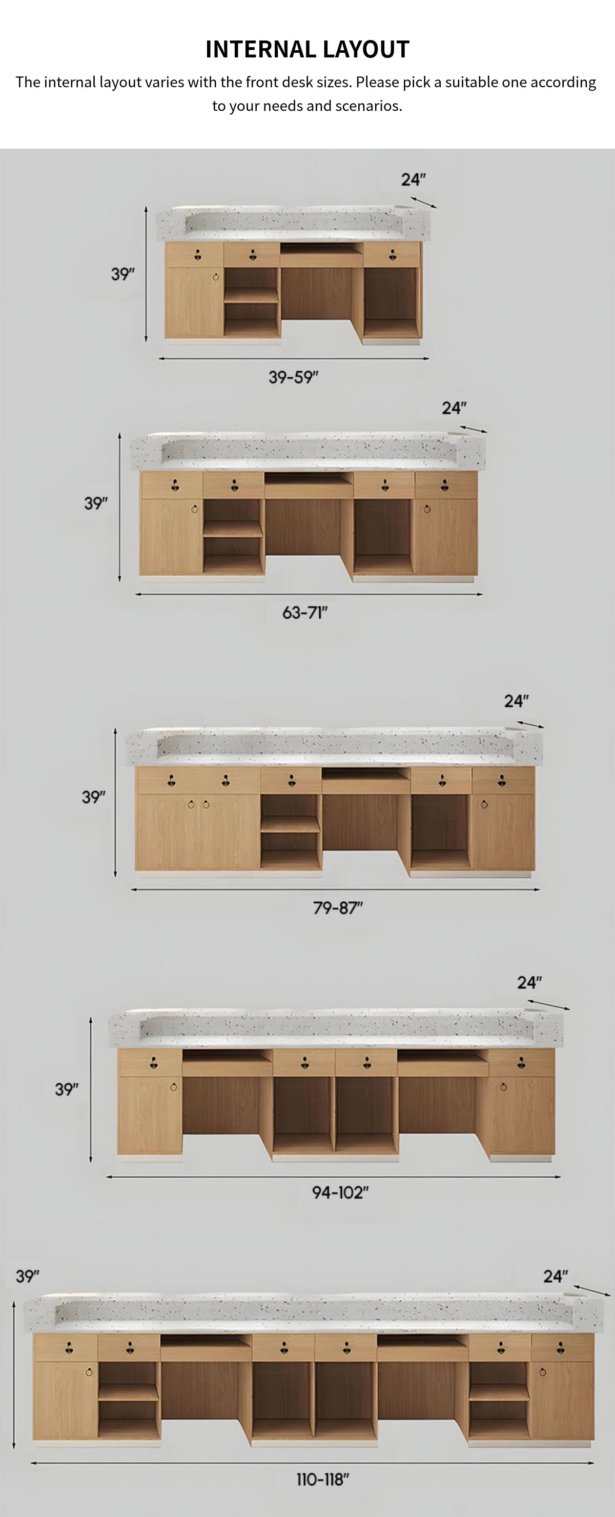 Curved Reception Desk with Keyboard Tray, File Drawers & Transaction Counter — Detail image 6