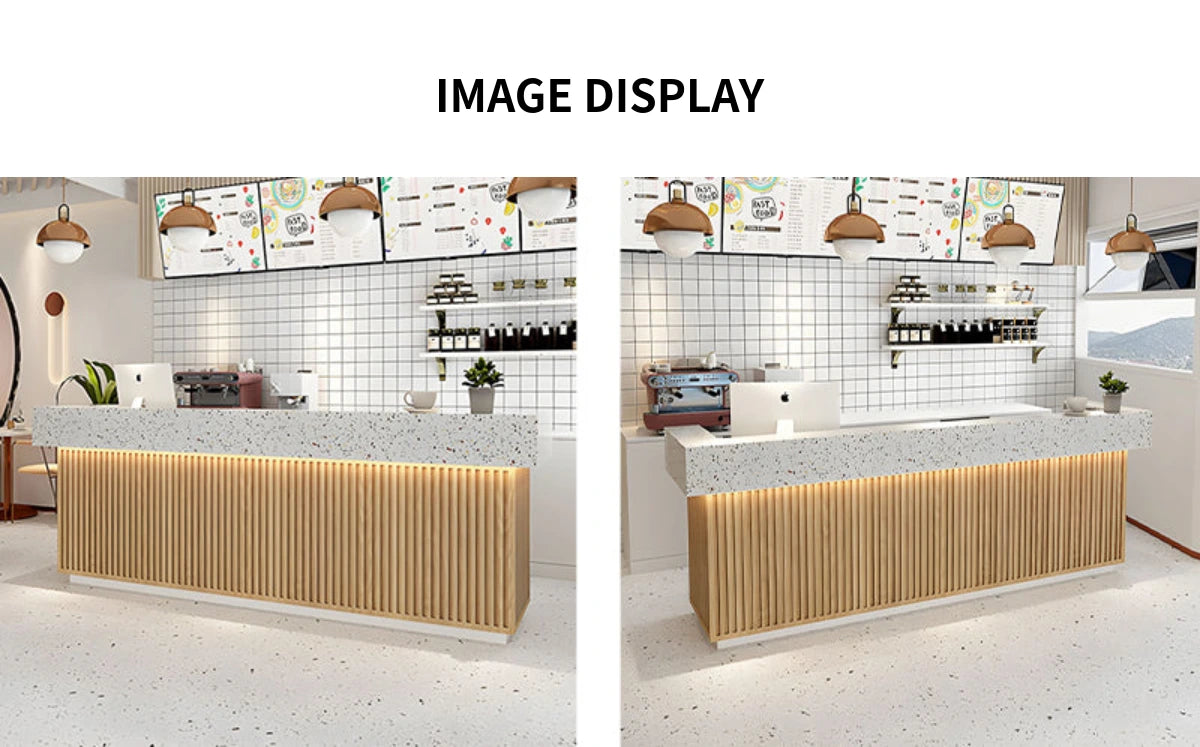 Curved Reception Desk with Keyboard Tray, File Drawers & Transaction Counter — Detail image 7