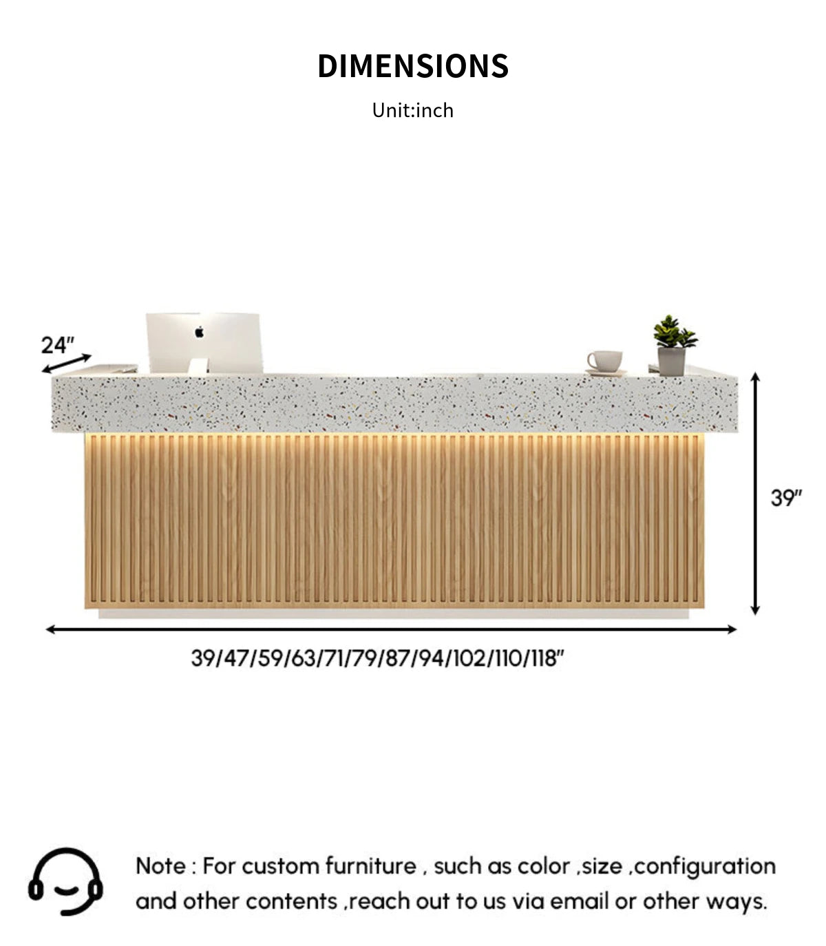 Curved Reception Desk with Keyboard Tray, File Drawers & Transaction Counter — Detail image 9