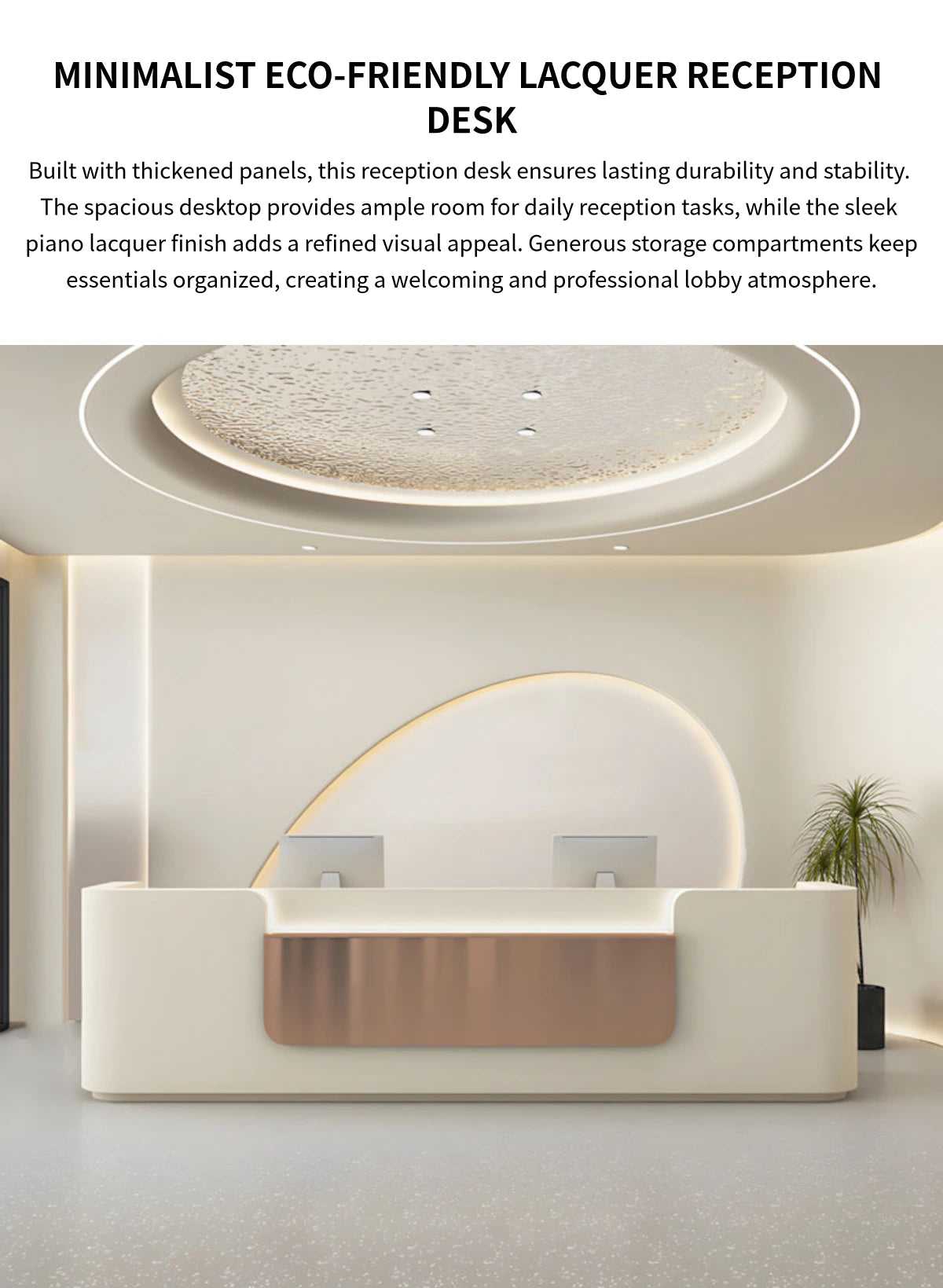 Modern Reception Desk 63-150 in Wide with File Drawers for Office Lobby — Detail image 1