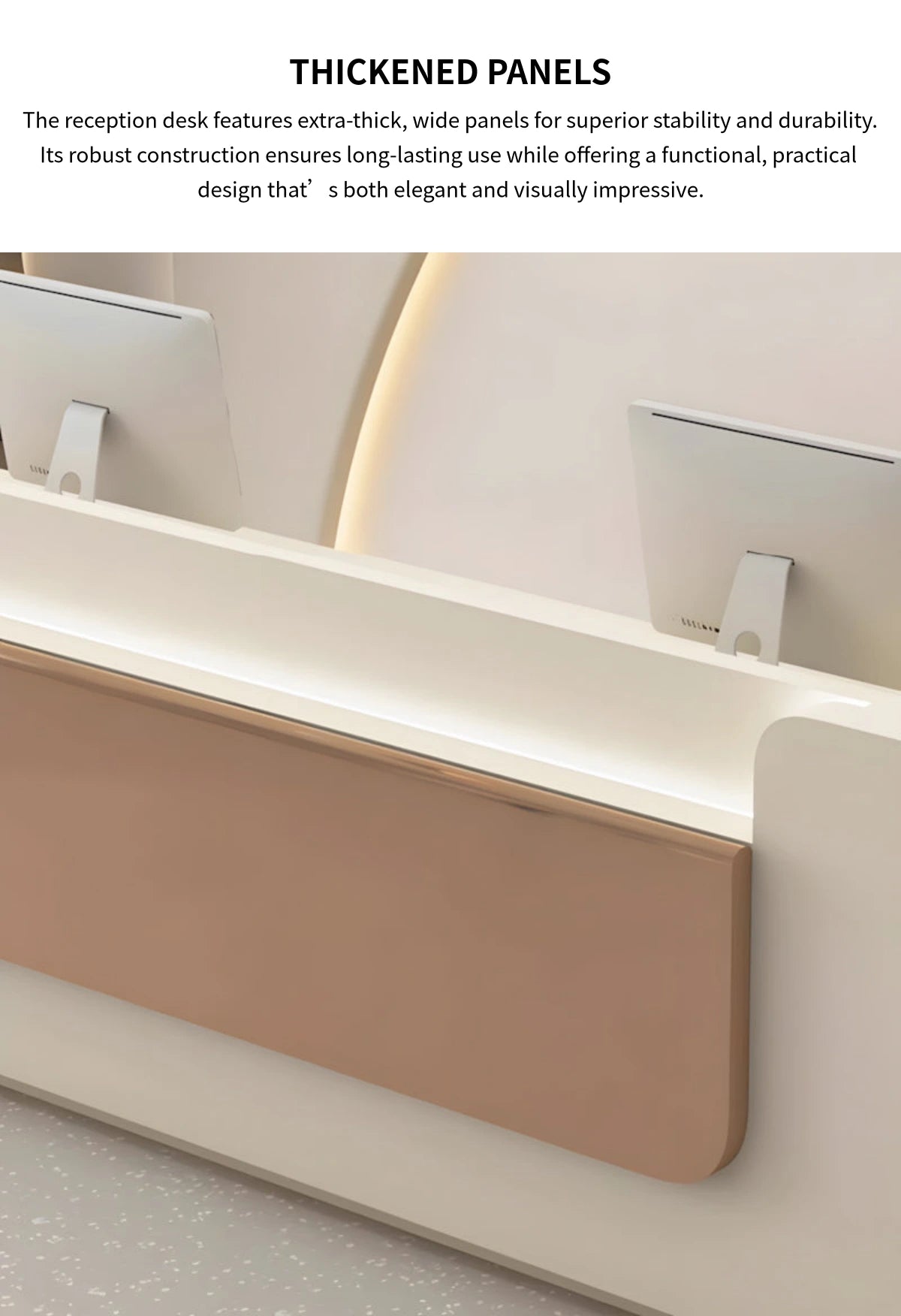 Modern Reception Desk 63-150 in Wide with File Drawers for Office Lobby — Detail image 2