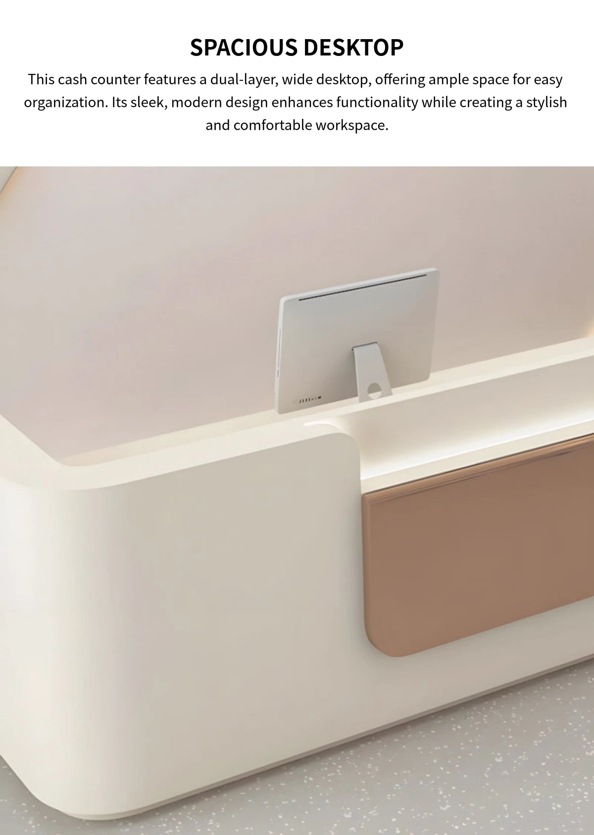 Modern Reception Desk 63-150 in Wide with File Drawers for Office Lobby — Detail image 3