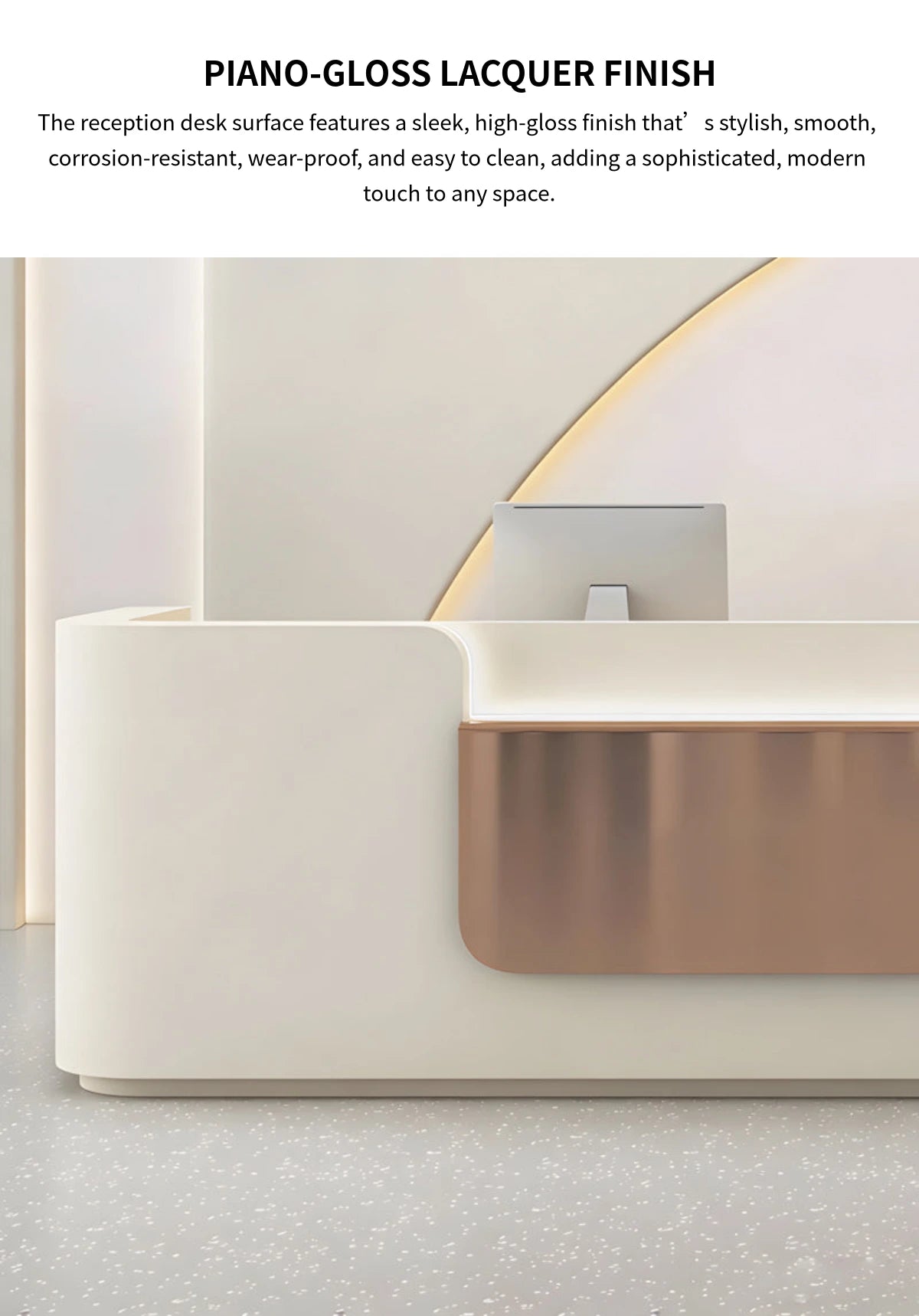 Modern Reception Desk 63-150 in Wide with File Drawers for Office Lobby — Detail image 4