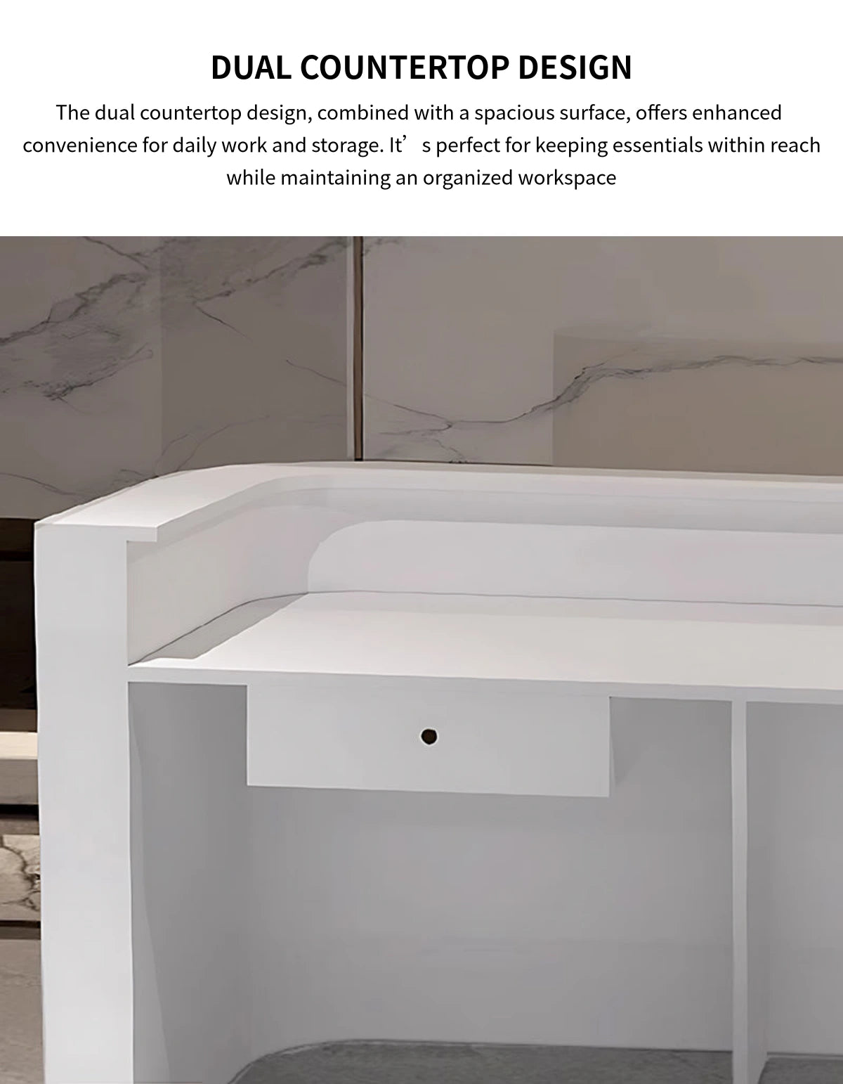 Curved Reception Desk with LED Lighting, File Drawers & Lumbar Support for Hotel Lobby — Detail image 5