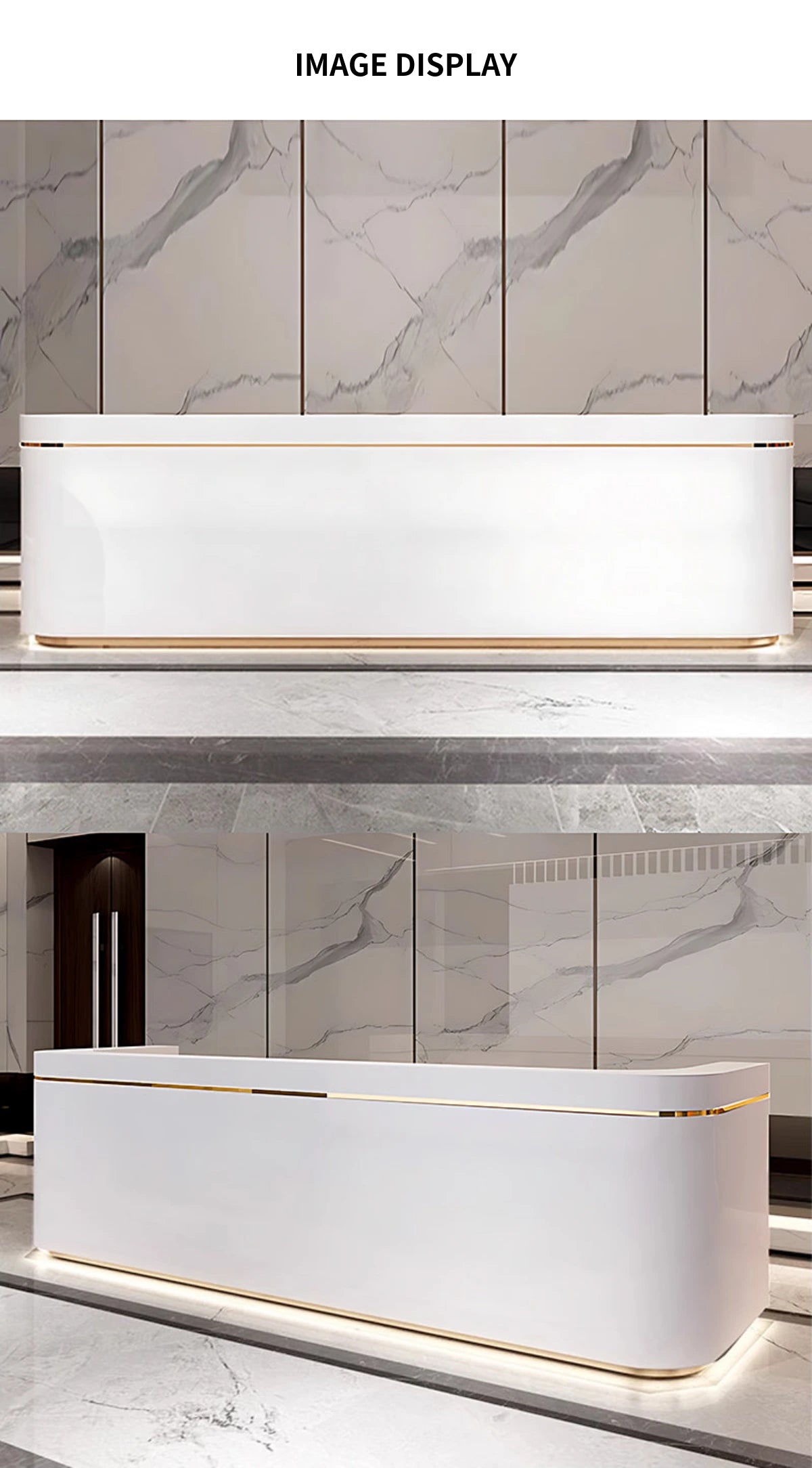 Curved Reception Desk with LED Lighting, File Drawers & Lumbar Support for Hotel Lobby — Detail image 9