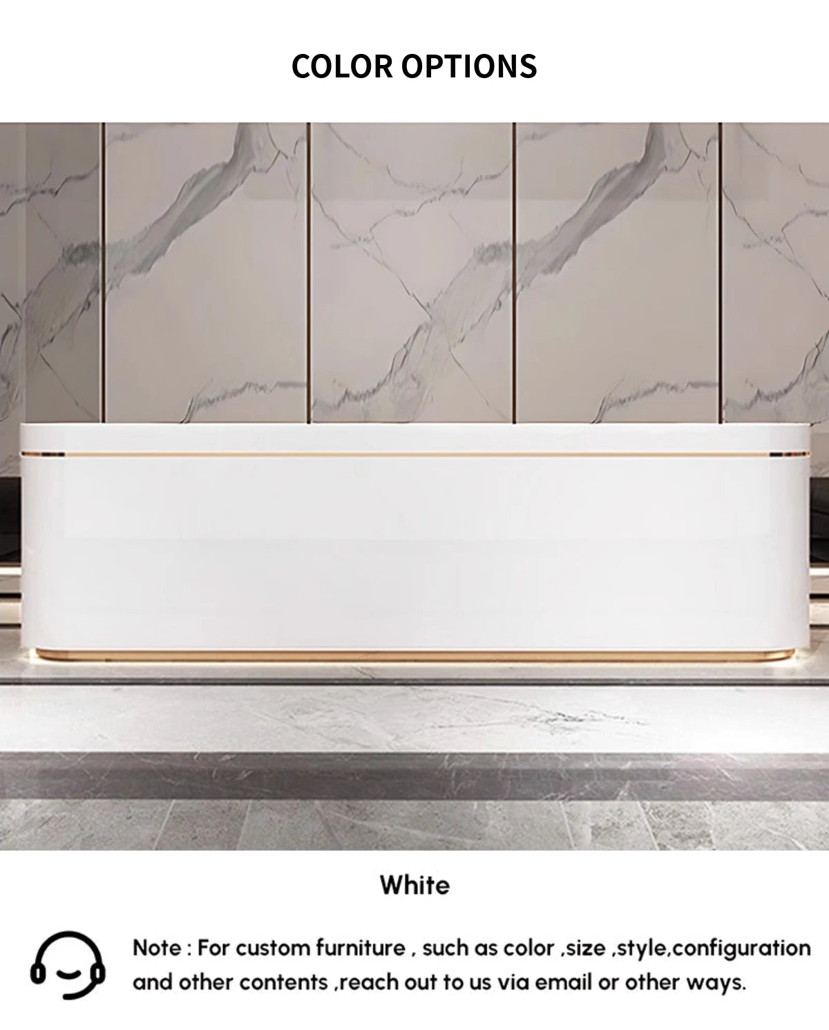 Curved Reception Desk with LED Lighting, File Drawers & Lumbar Support for Hotel Lobby — Detail image 10