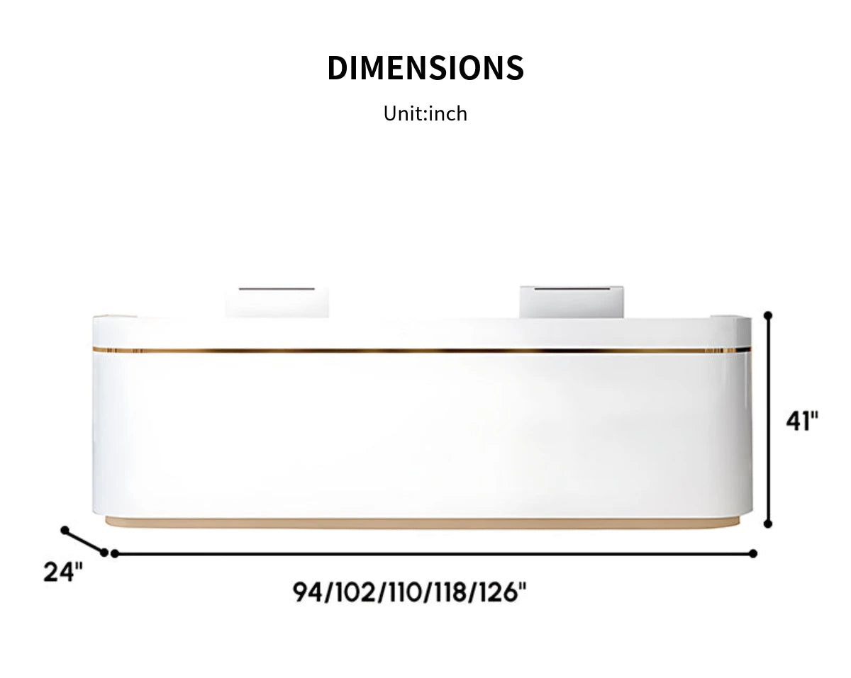 Curved Reception Desk with LED Lighting, File Drawers & Lumbar Support for Hotel Lobby — Detail image 11