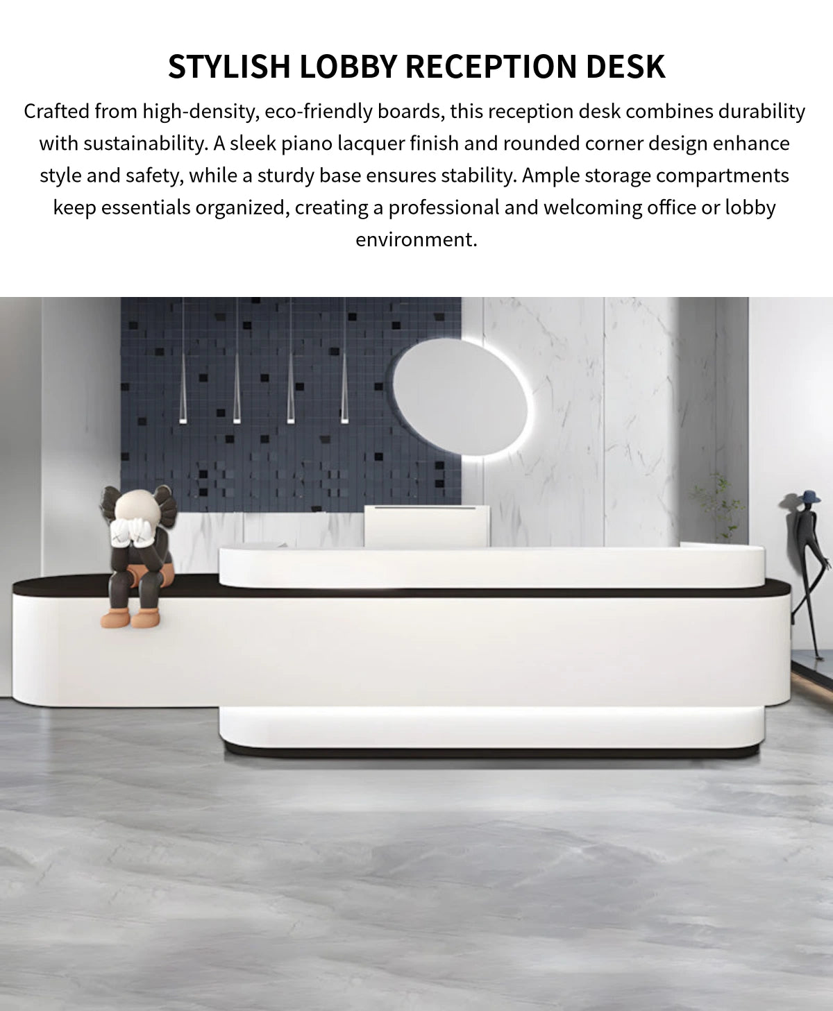 Curved Reception Desk 71-197 in Wide for Salon — Detail image 1