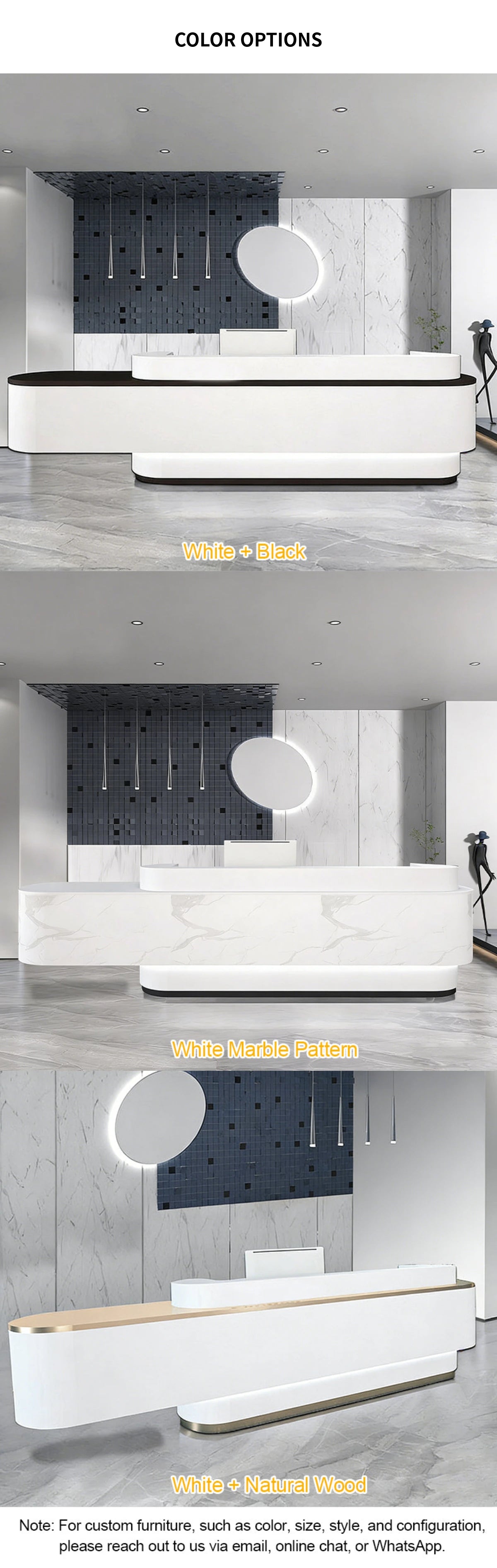 Curved Reception Desk 71-197 in Wide for Salon — Detail image 9