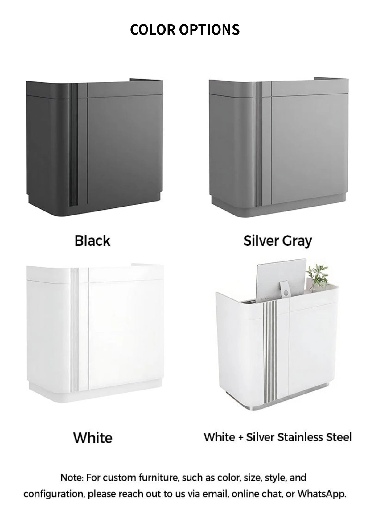 Curved Reception Desk 28-79 in Wide with Lockable, Solid Wood & File Drawers for Salon — Detail image 8
