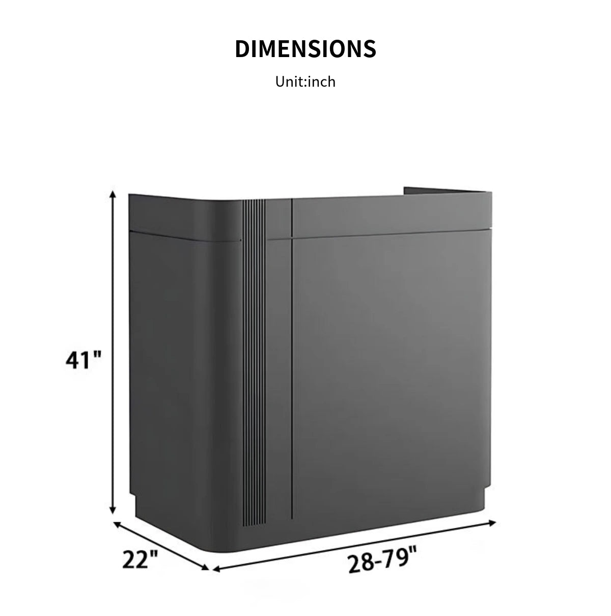 Curved Reception Desk 28-79 in Wide with Lockable, Solid Wood & File Drawers for Salon — Detail image 9