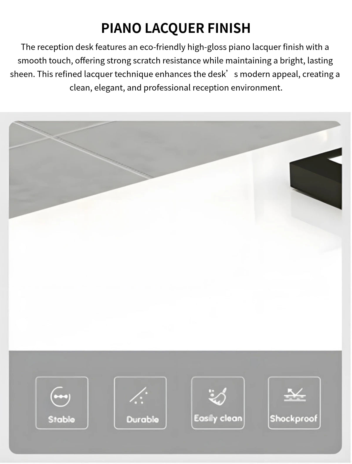Curved Reception Desk 63-197 in Wide with Keyboard Tray, Lockable & File Drawers for Salon — Detail image 2