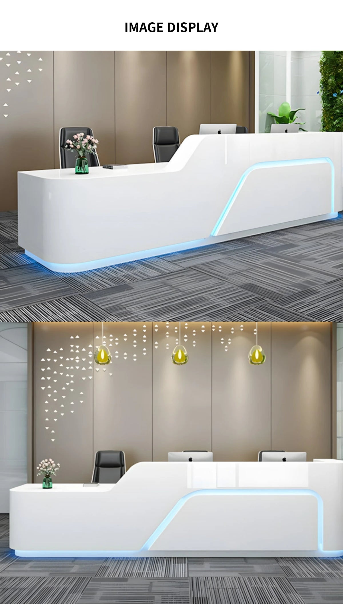 Curved Reception Desk 63-197 in Wide with Keyboard Tray, Lockable & File Drawers for Salon — Detail image 9