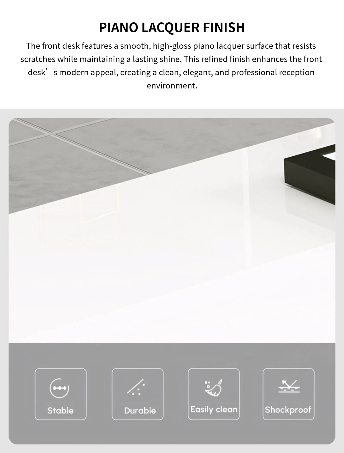 L-Shaped Reception Desk 31-197 in Wide with Dual-Tone, Keyboard Tray & File Drawers — Detail image 2