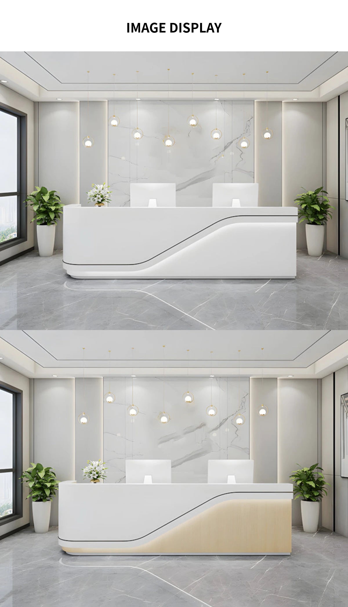L-Shaped Reception Desk 31-197 in Wide with Dual-Tone, Keyboard Tray & File Drawers — Detail image 8