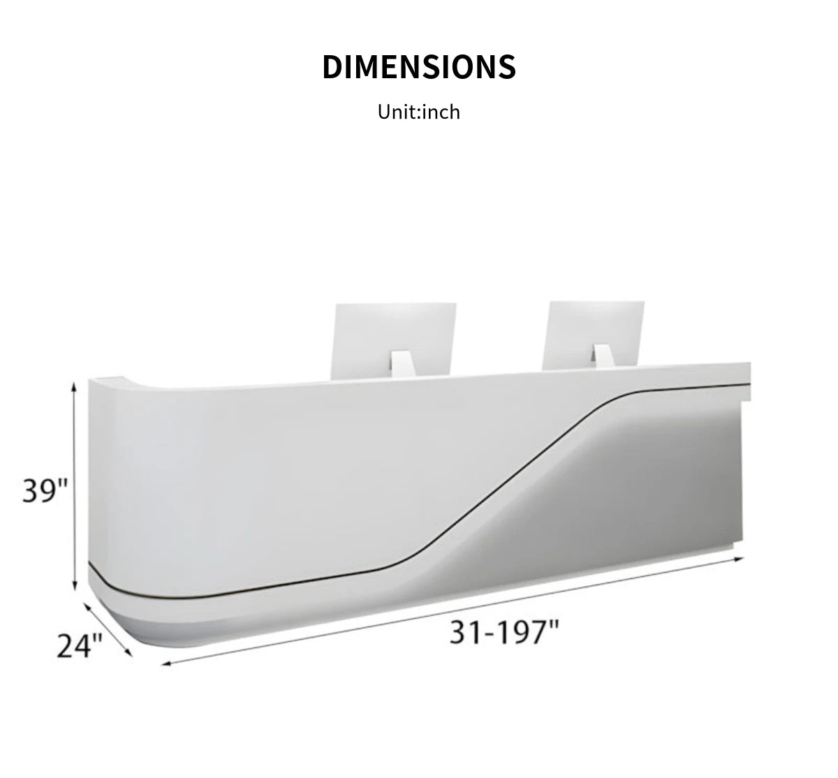 L-Shaped Reception Desk 31-197 in Wide with Dual-Tone, Keyboard Tray & File Drawers — Detail image 9