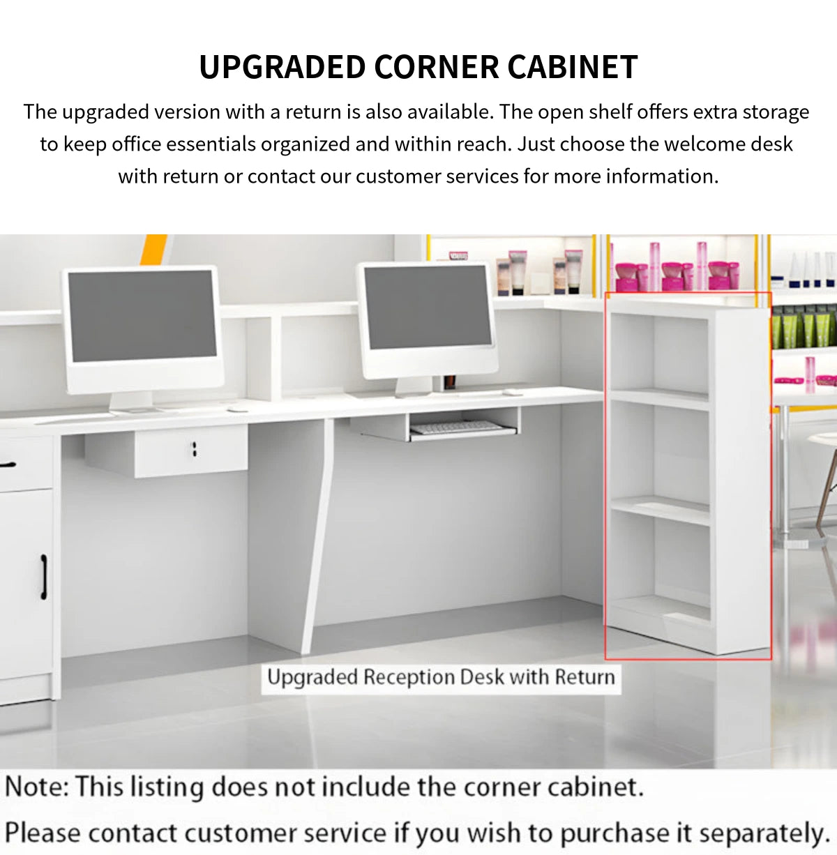 Curved Reception Desk 39-181 in Wide with Dual-Tone, Lockable & File Drawers for Retail — Detail image 9