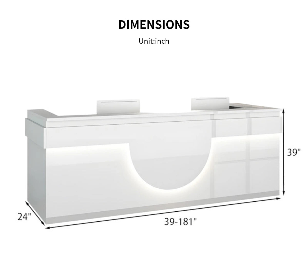 Curved Reception Desk 39-181 in Wide with Dual-Tone, Lockable & File Drawers for Retail — Detail image 12